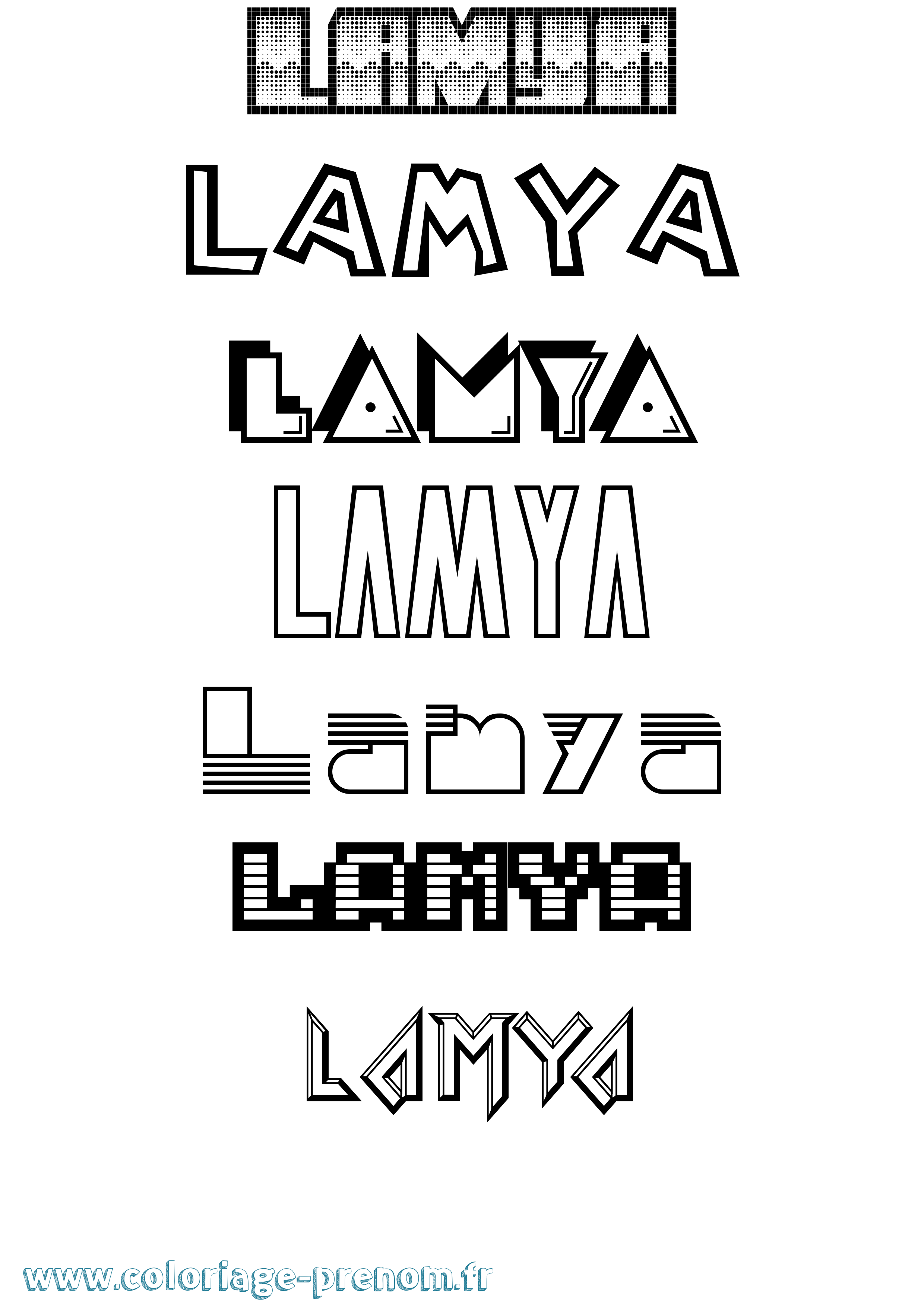 Coloriage prénom Lamya Jeux Vidéos