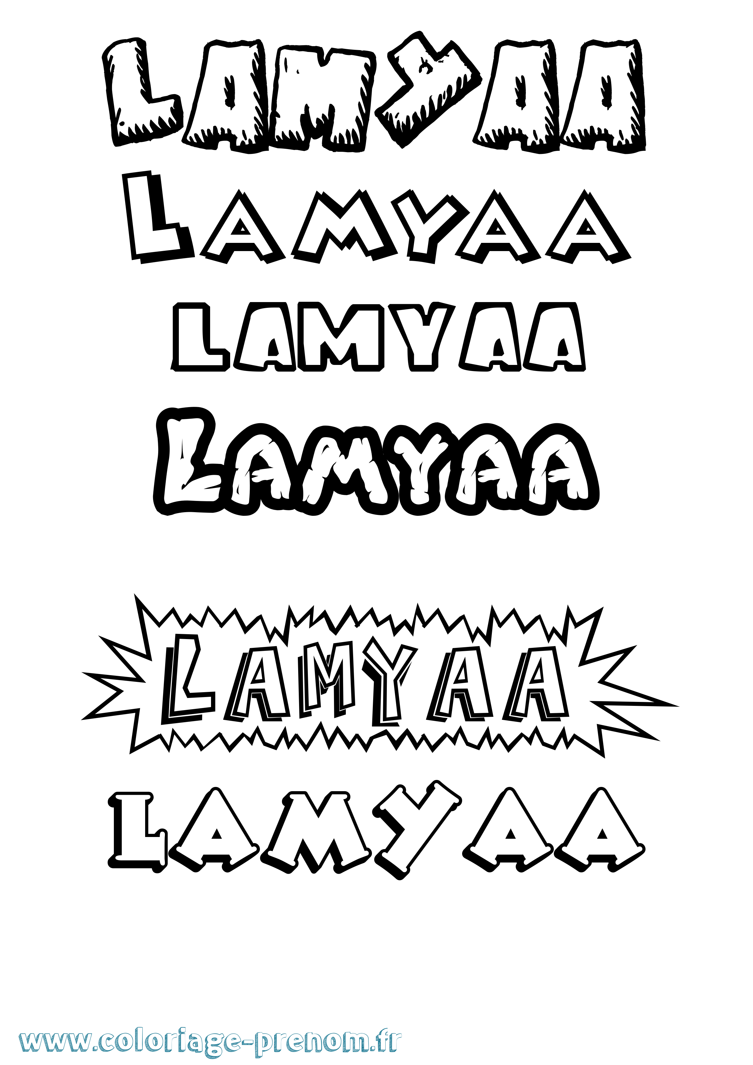 Coloriage prénom Lamyaa Dessin Animé