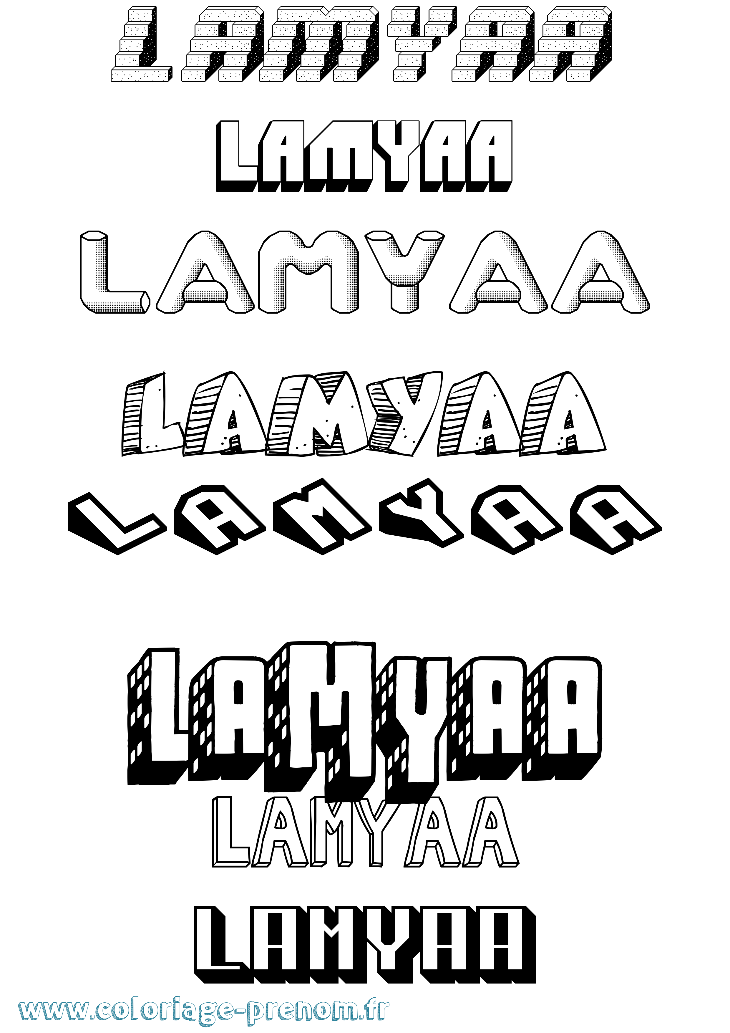 Coloriage prénom Lamyaa Effet 3D
