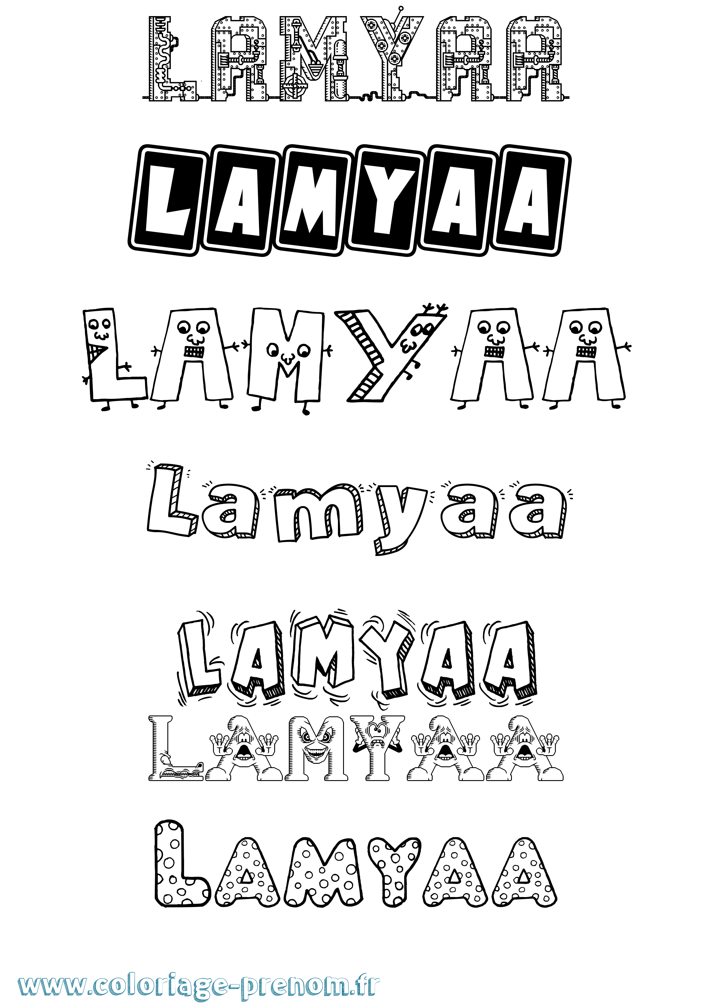 Coloriage prénom Lamyaa Fun