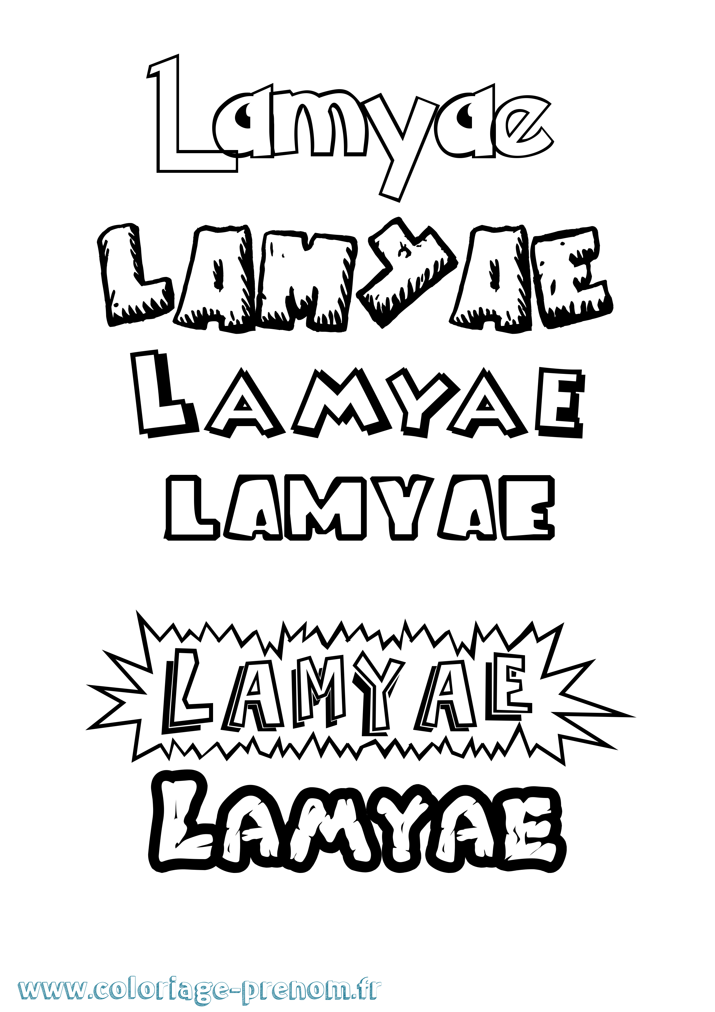 Coloriage prénom Lamyae Dessin Animé