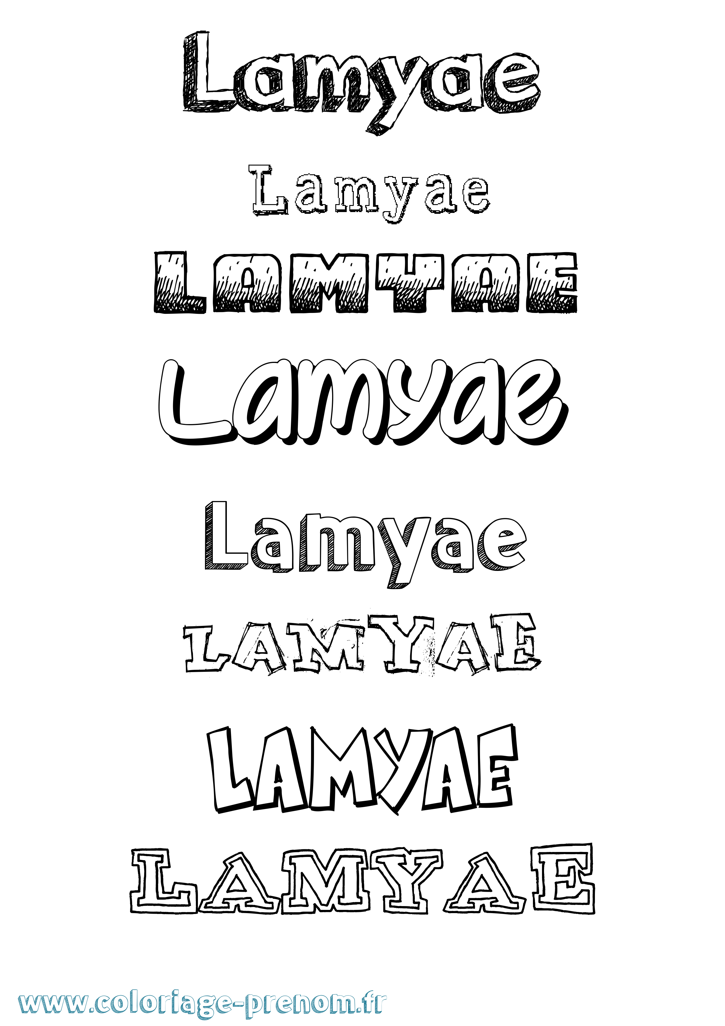 Coloriage prénom Lamyae Dessiné
