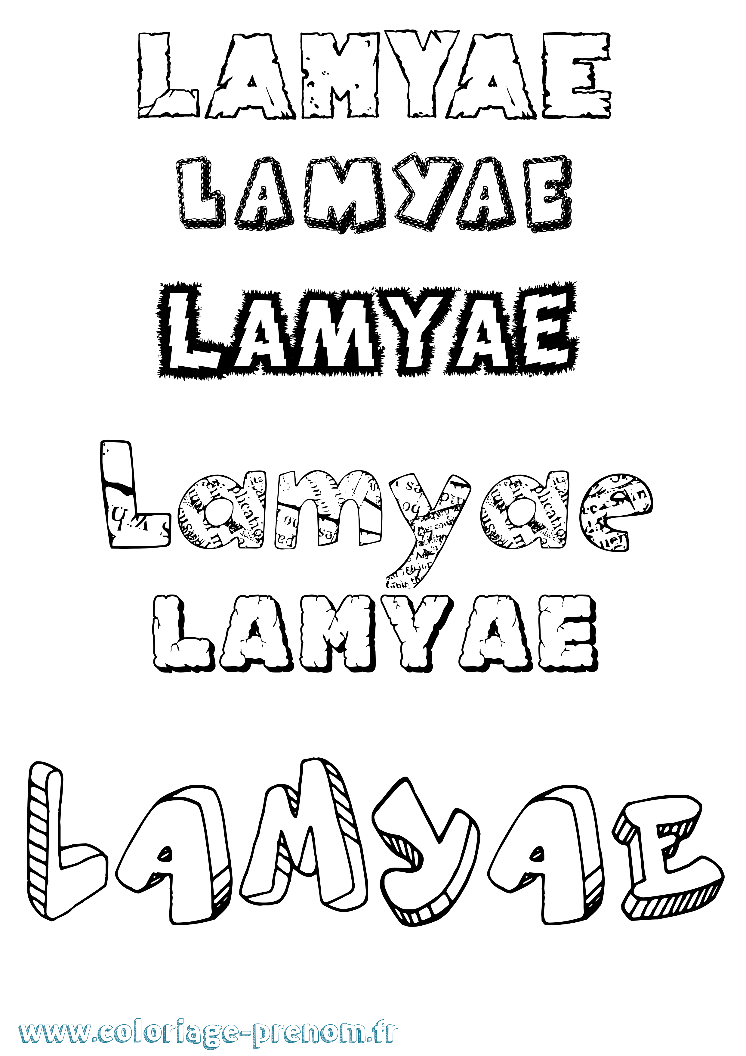 Coloriage prénom Lamyae Destructuré