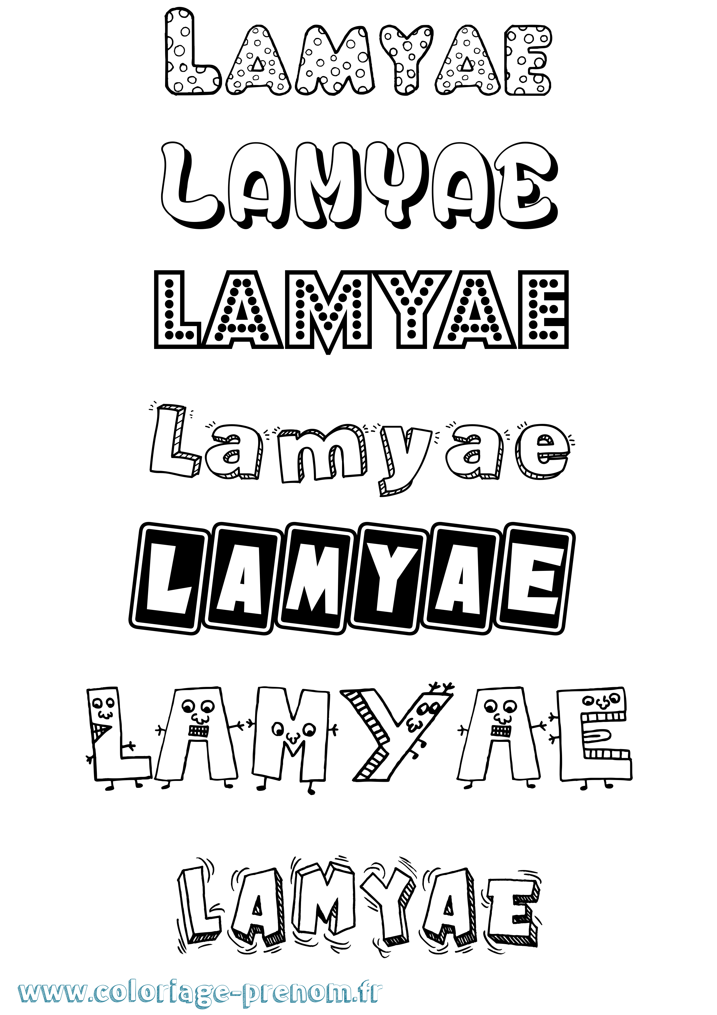 Coloriage prénom Lamyae Fun