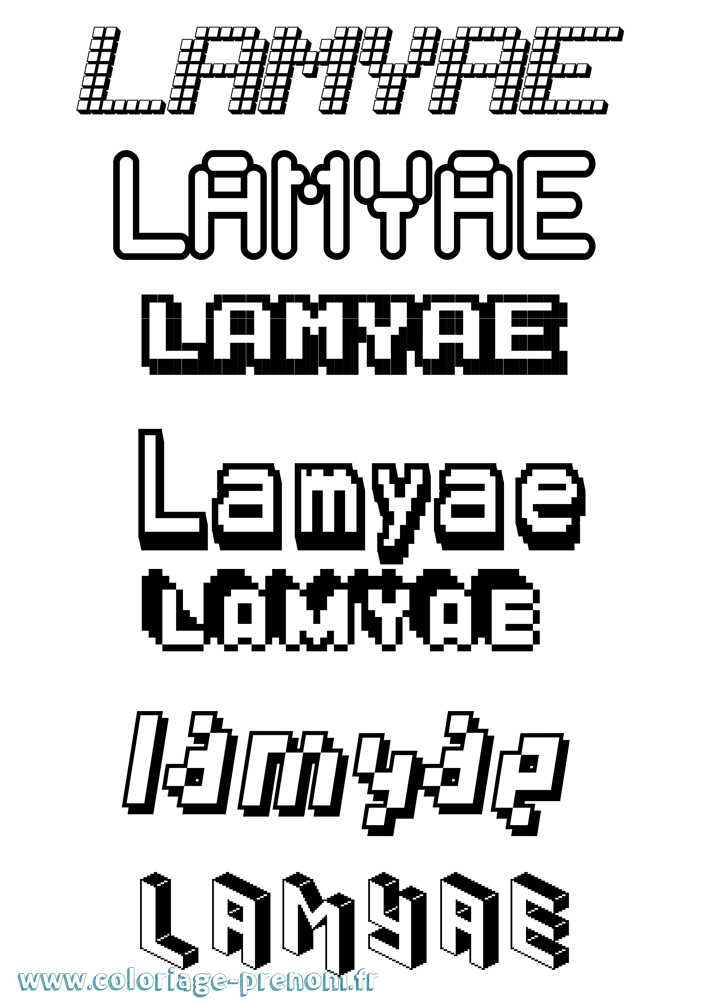 Coloriage prénom Lamyae Pixel