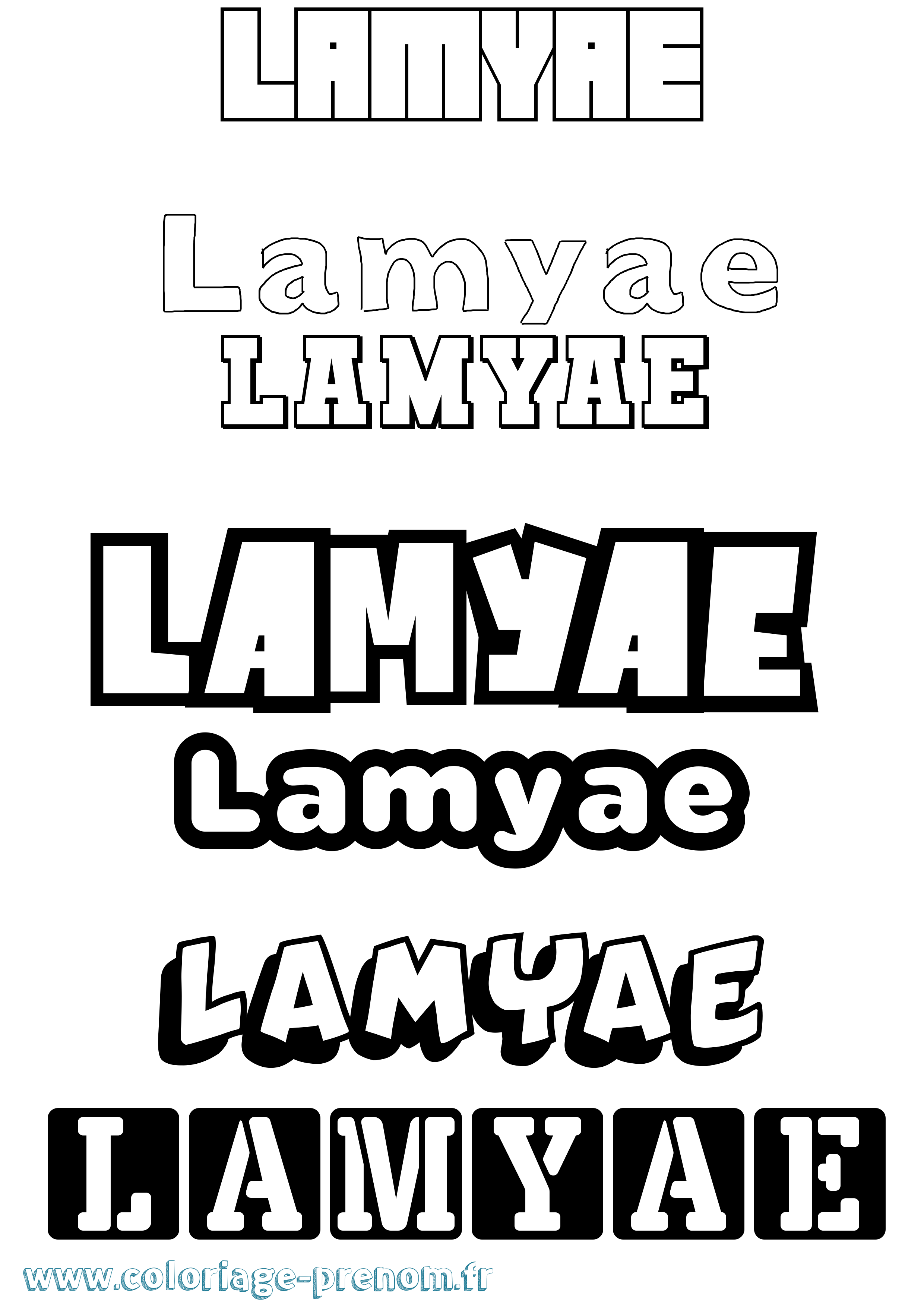 Coloriage prénom Lamyae Simple