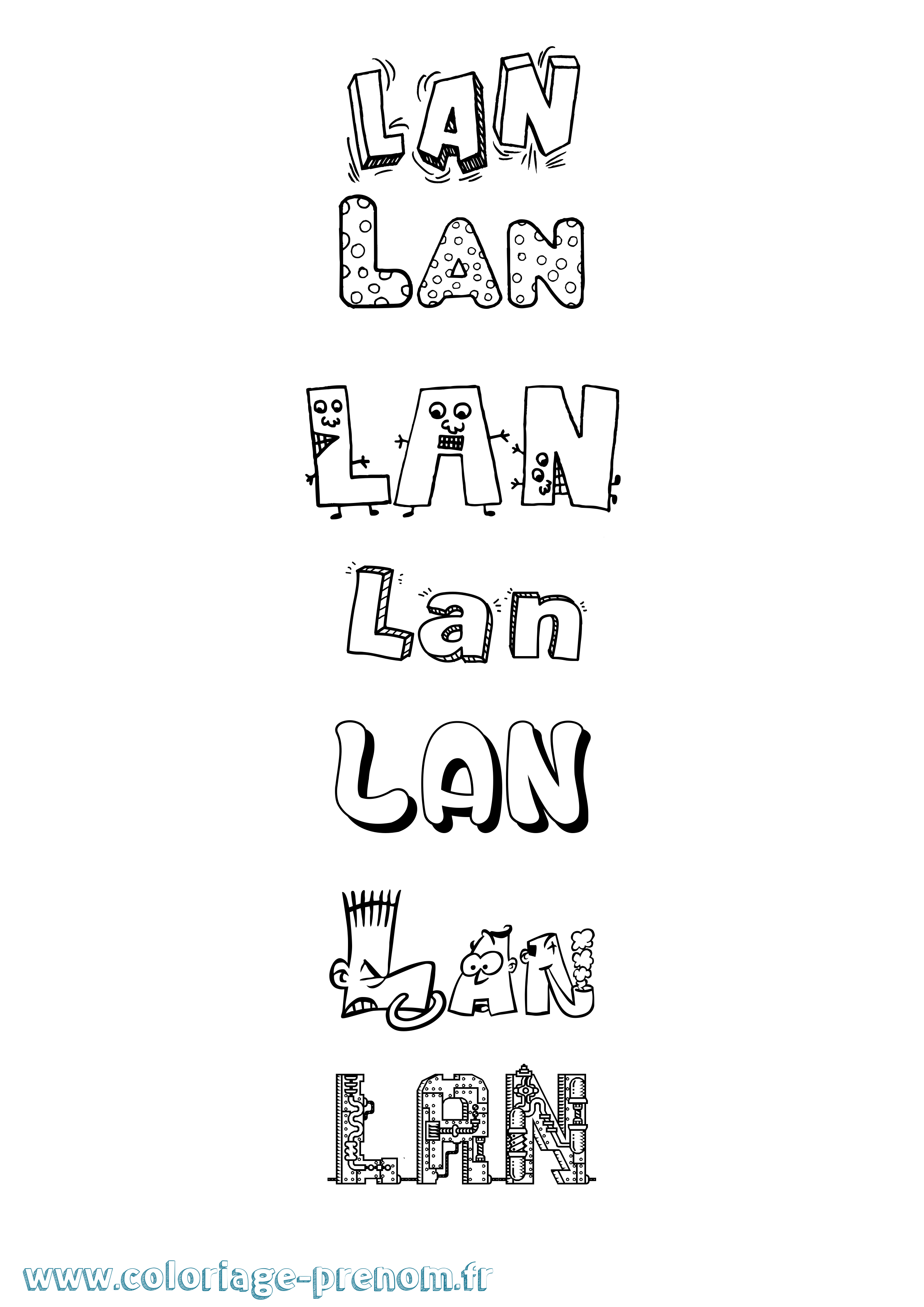 Coloriage prénom Lan Fun