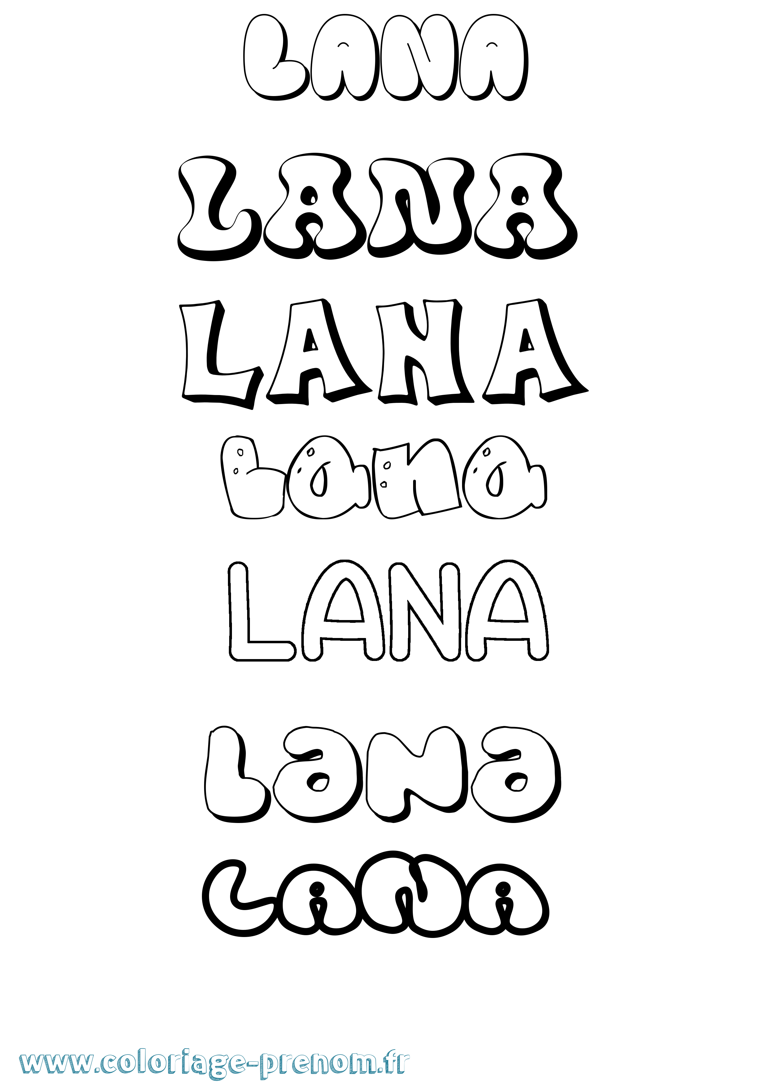 Coloriage prénom Lana Bubble