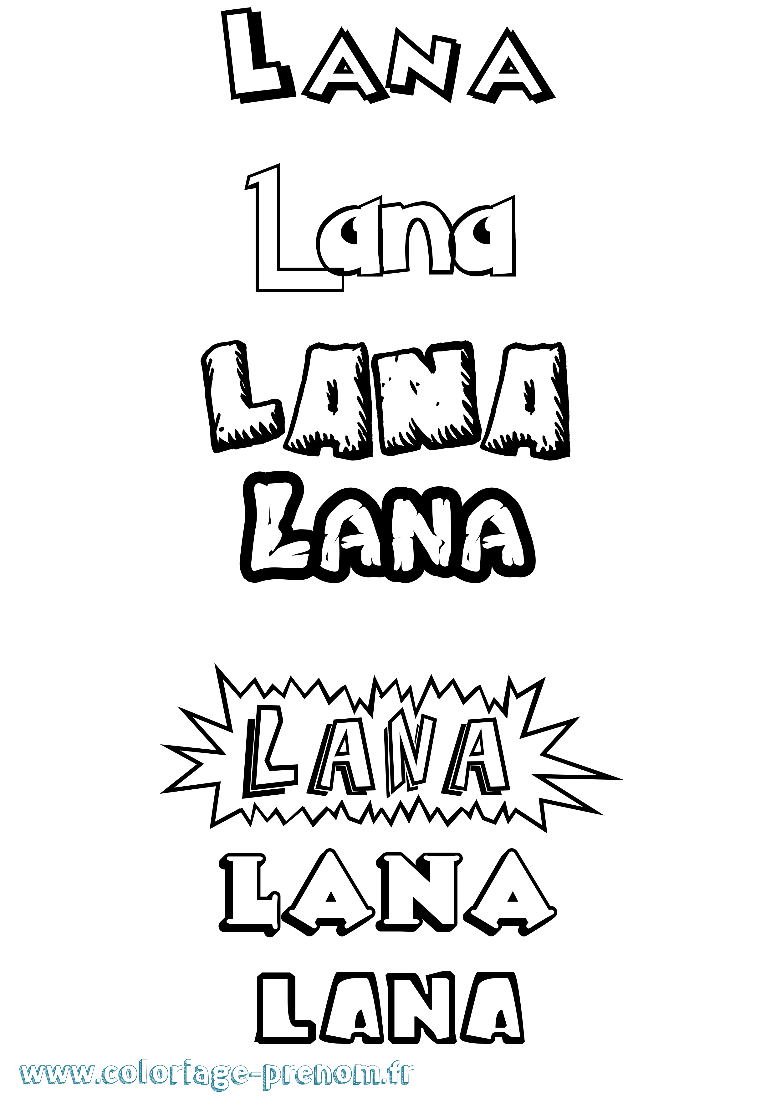 Coloriage prénom Lana