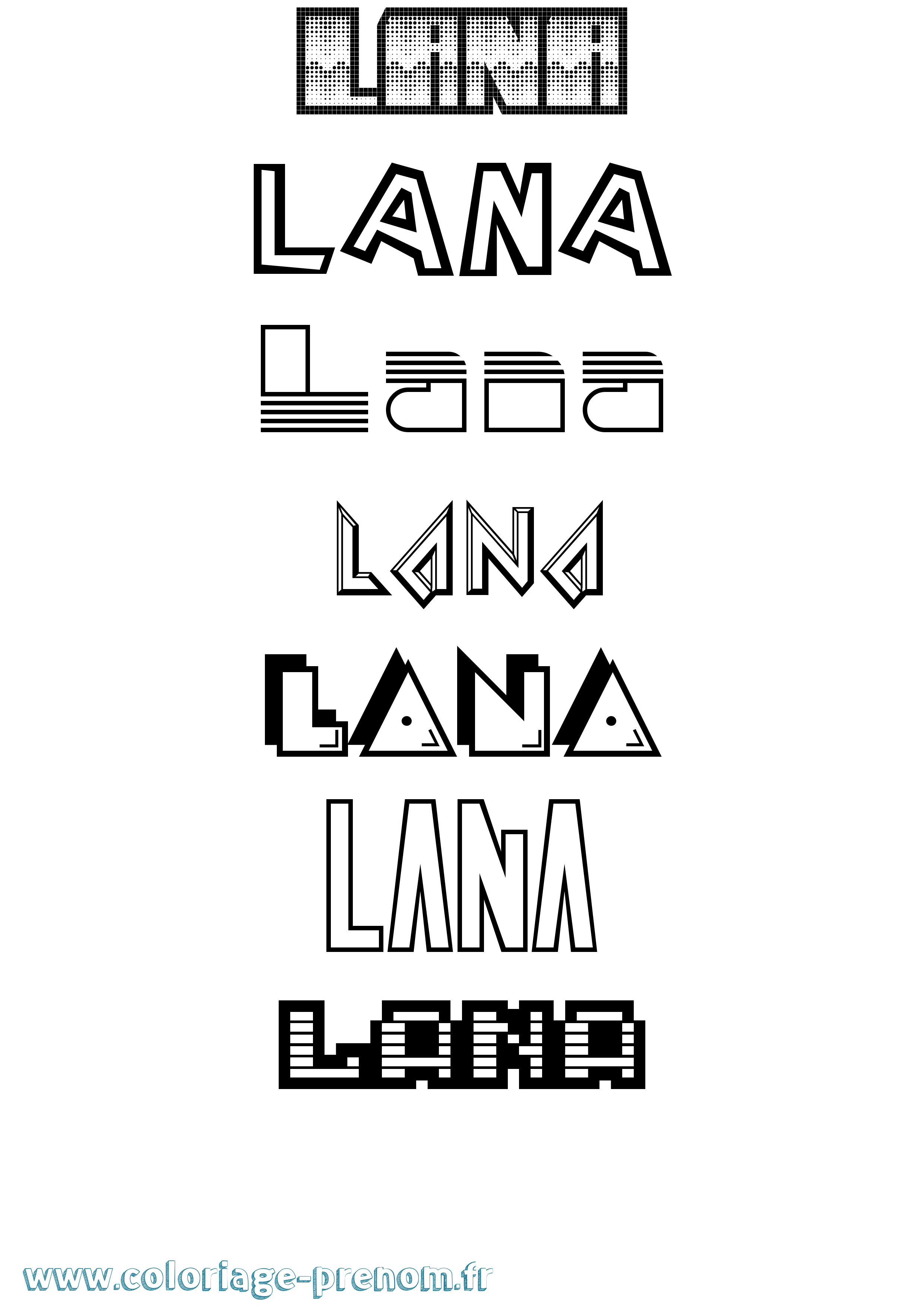 Coloriage prénom Lana Jeux Vidéos