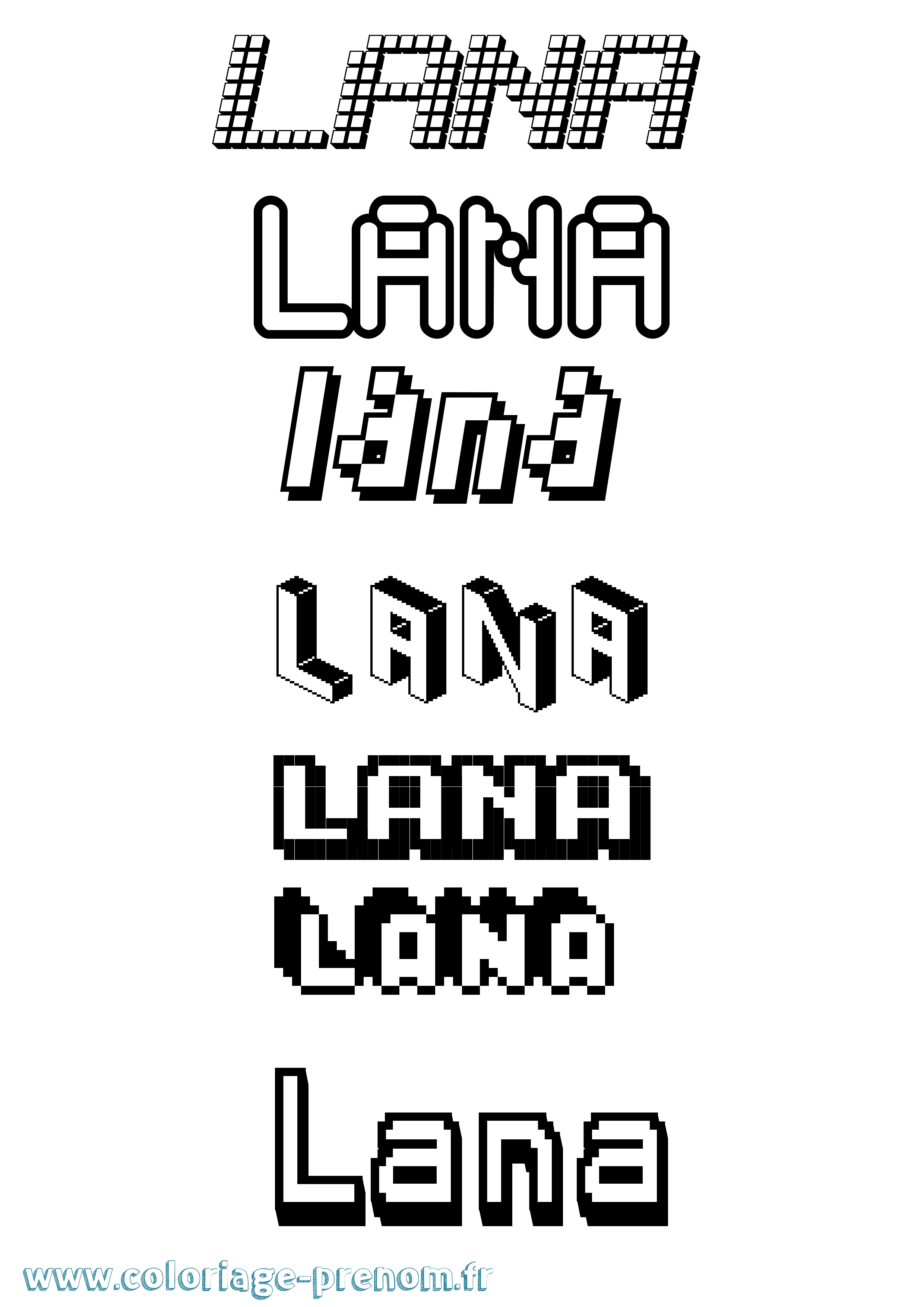 Coloriage prénom Lana Pixel