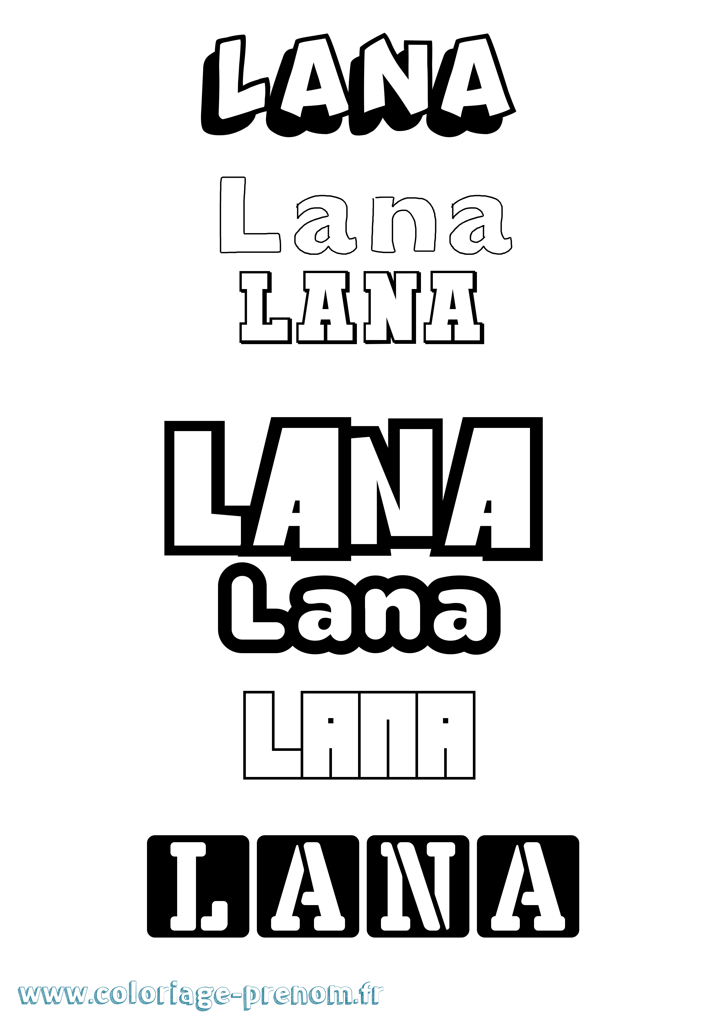 Coloriage prénom Lana Simple