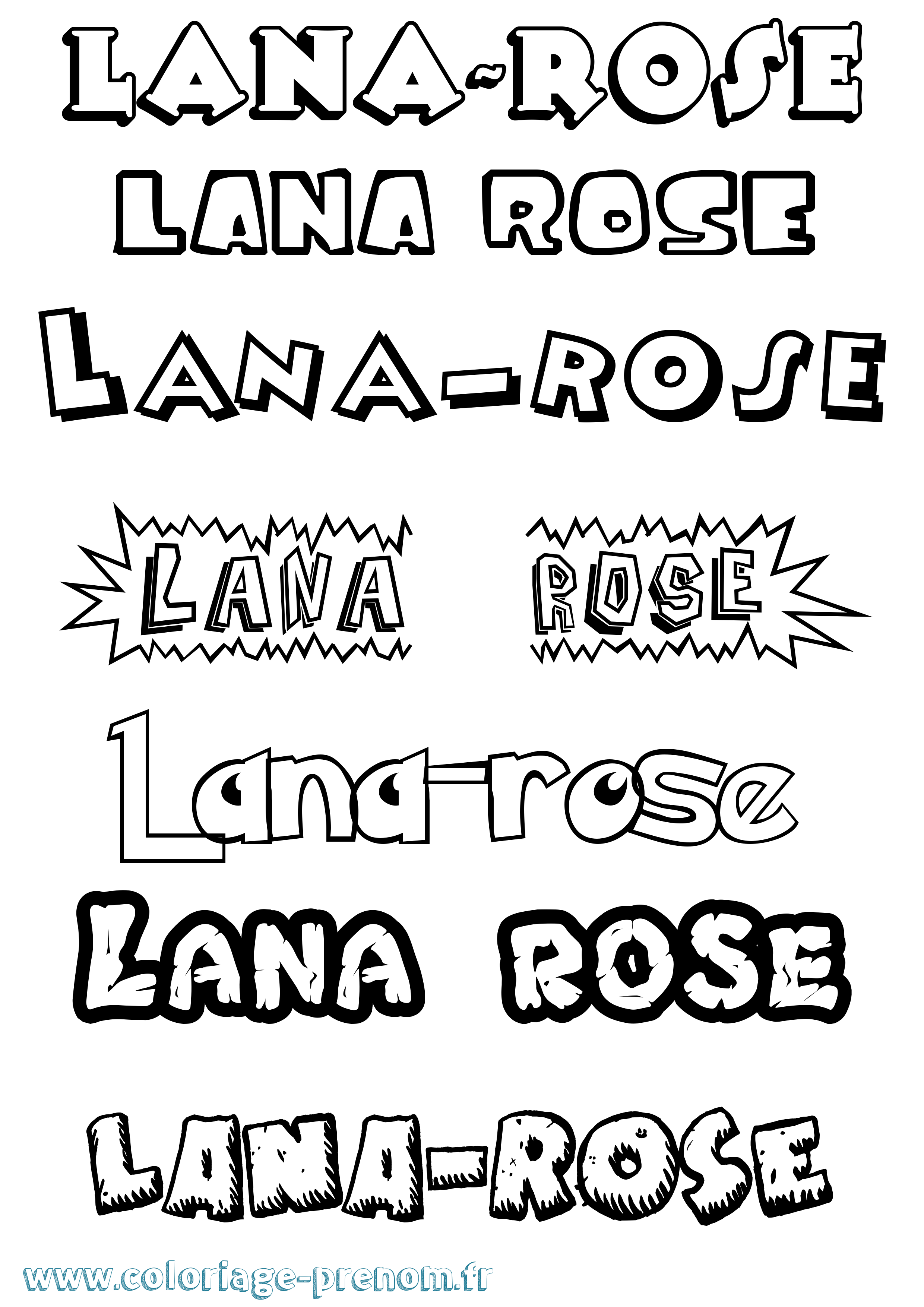 Coloriage Lana-Rose Dessin Animé Coloriage prénom Lana-Rose Dessin Animé