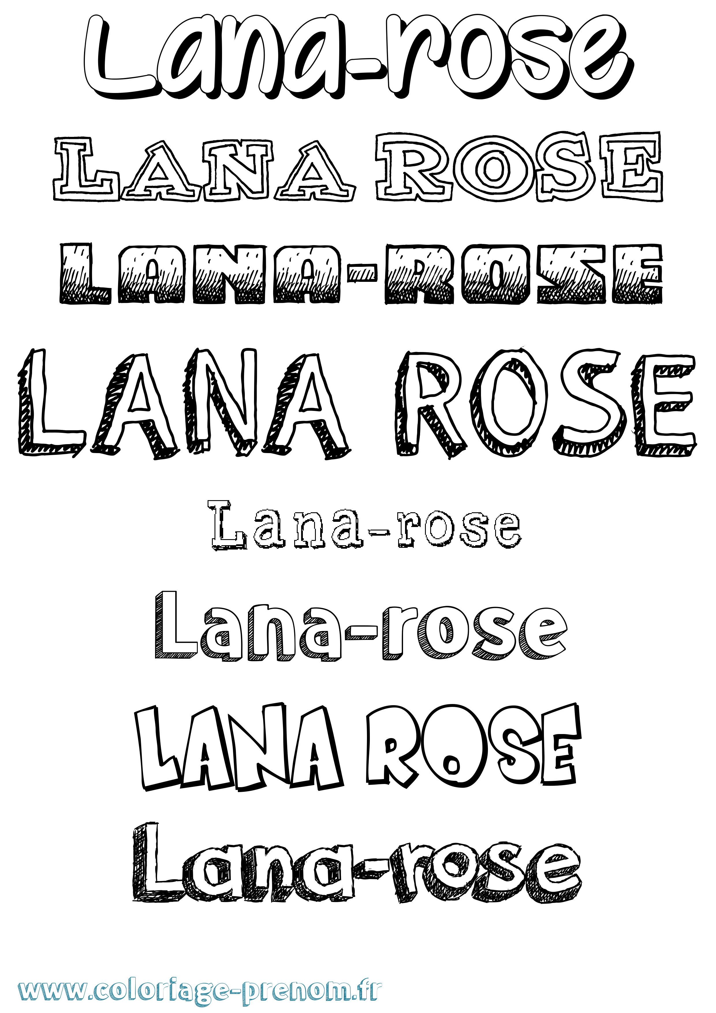 Coloriage Lana-Rose Dessiné Coloriage prénom Lana-Rose Dessiné