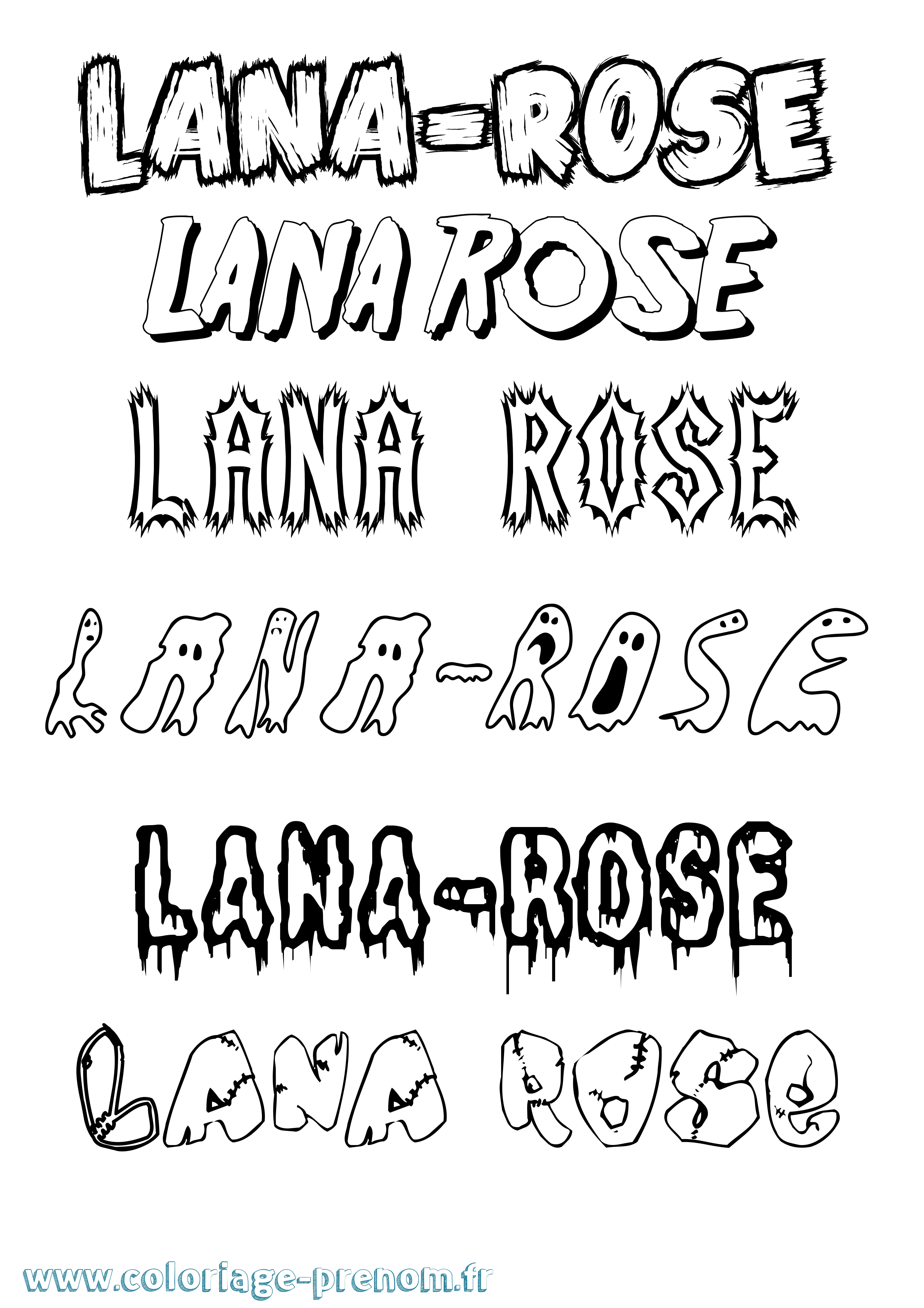 Coloriage Lana-Rose Frisson Coloriage prénom Lana-Rose Frisson