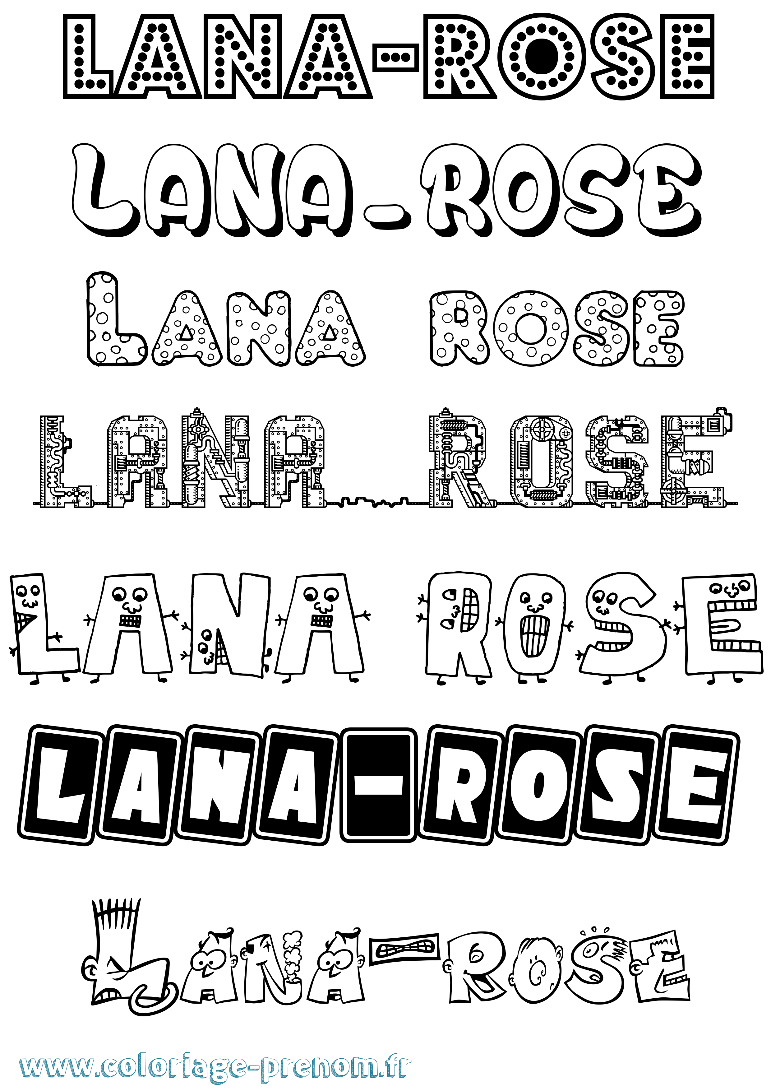Coloriage Lana-Rose Fun Coloriage prénom Lana-Rose Fun