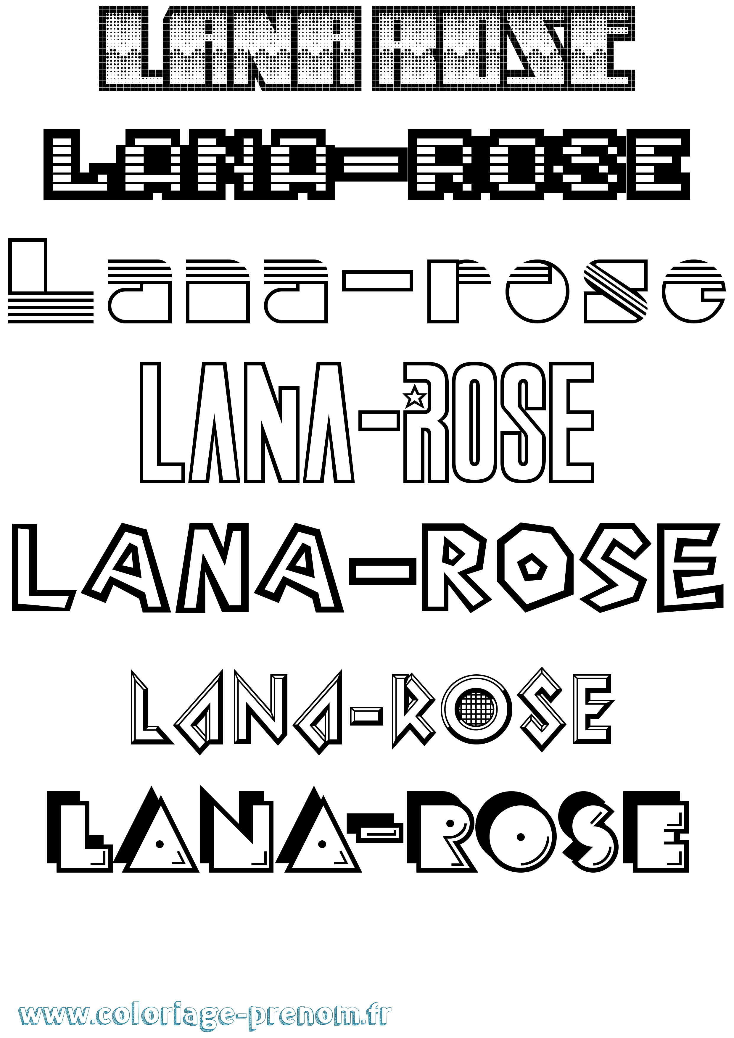 Coloriage Lana-Rose Jeux Vidéos Coloriage prénom Lana-Rose Jeux Vidéos