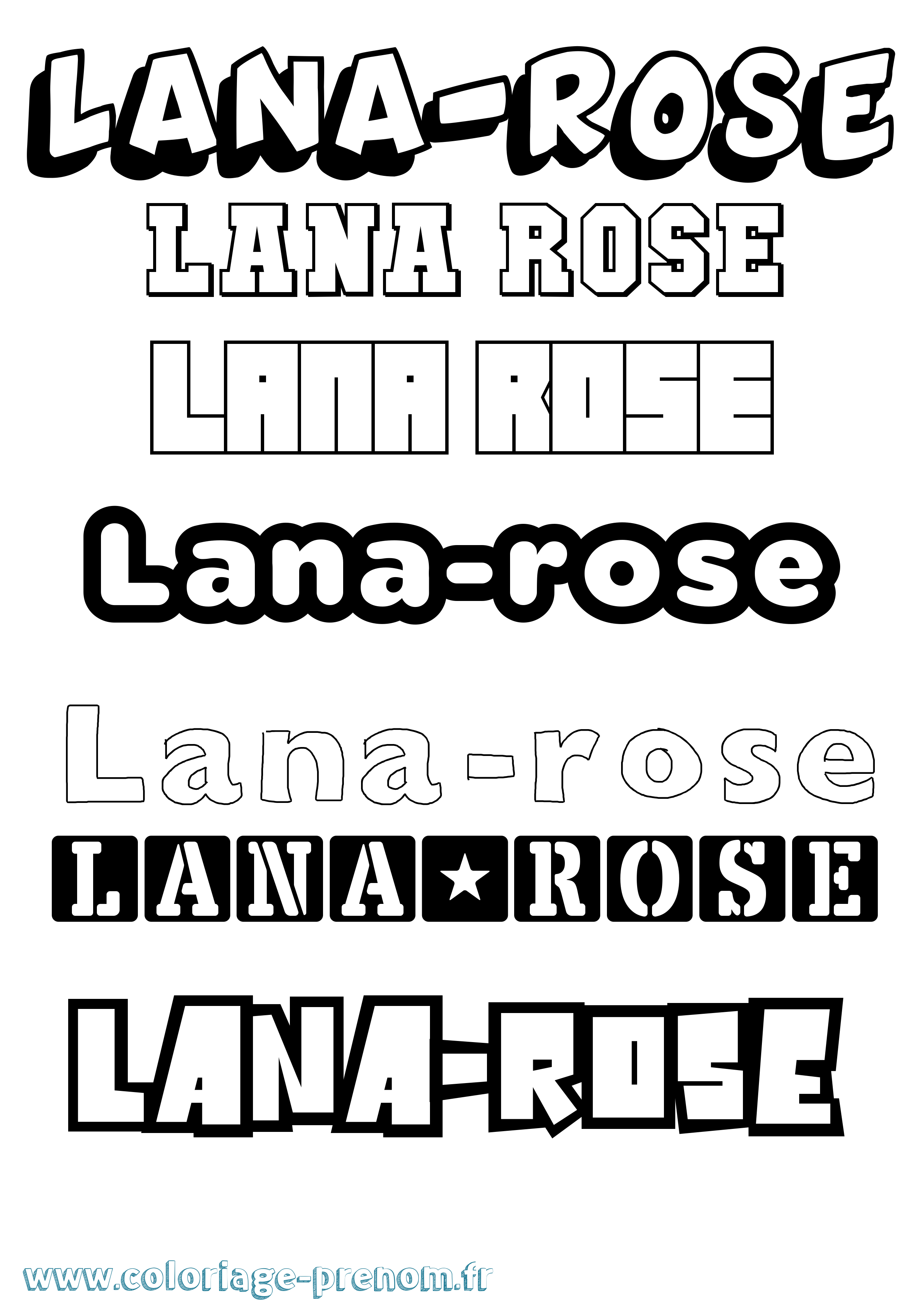 Coloriage Lana-Rose Simple Coloriage prénom Lana-Rose Simple
