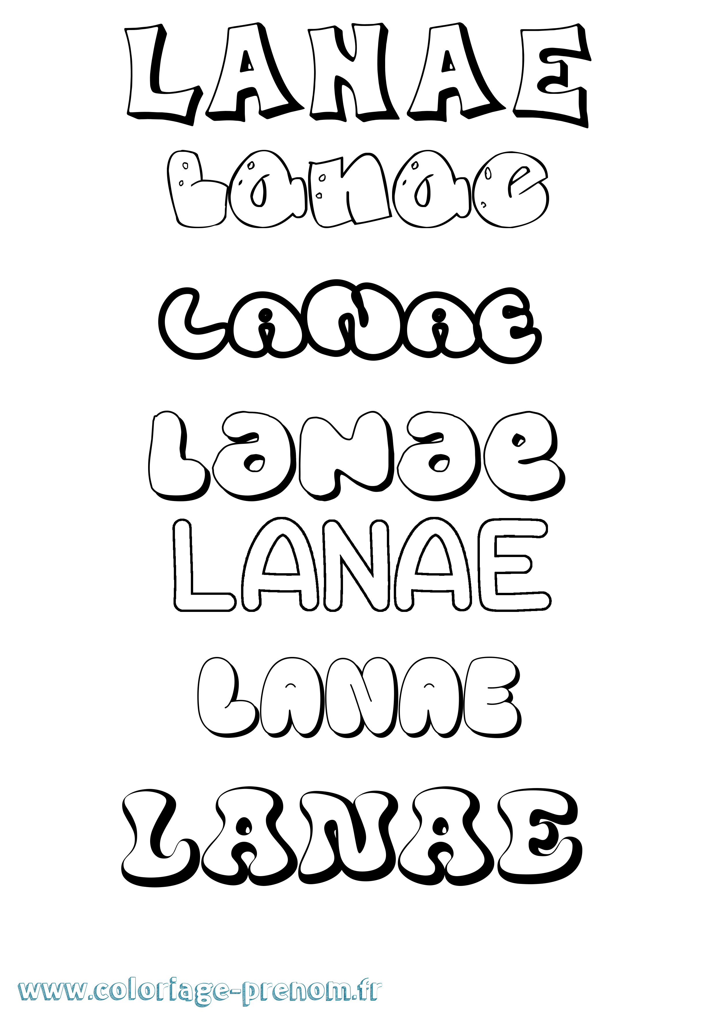 Coloriage prénom Lanae Bubble