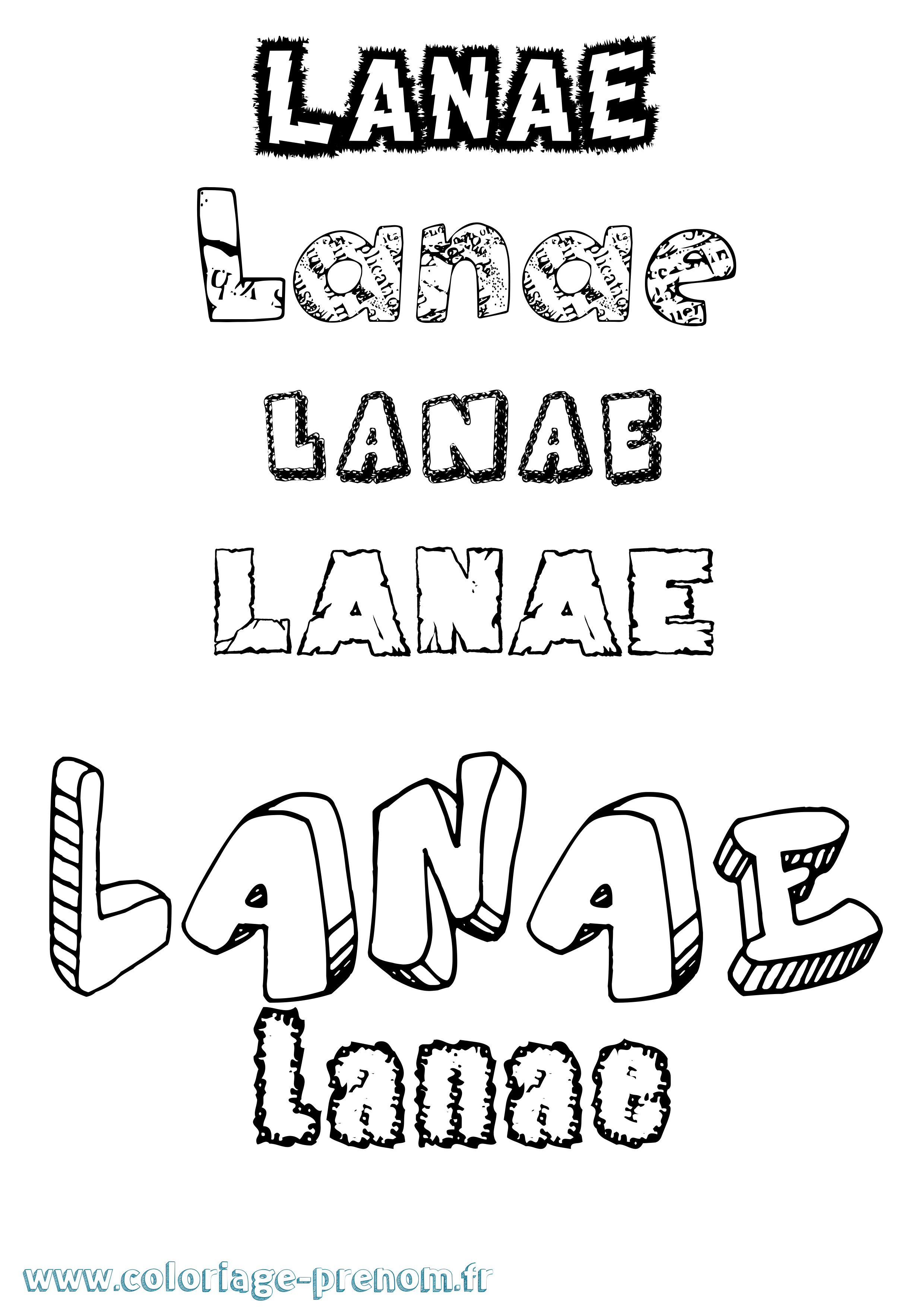 Coloriage prénom Lanae Destructuré