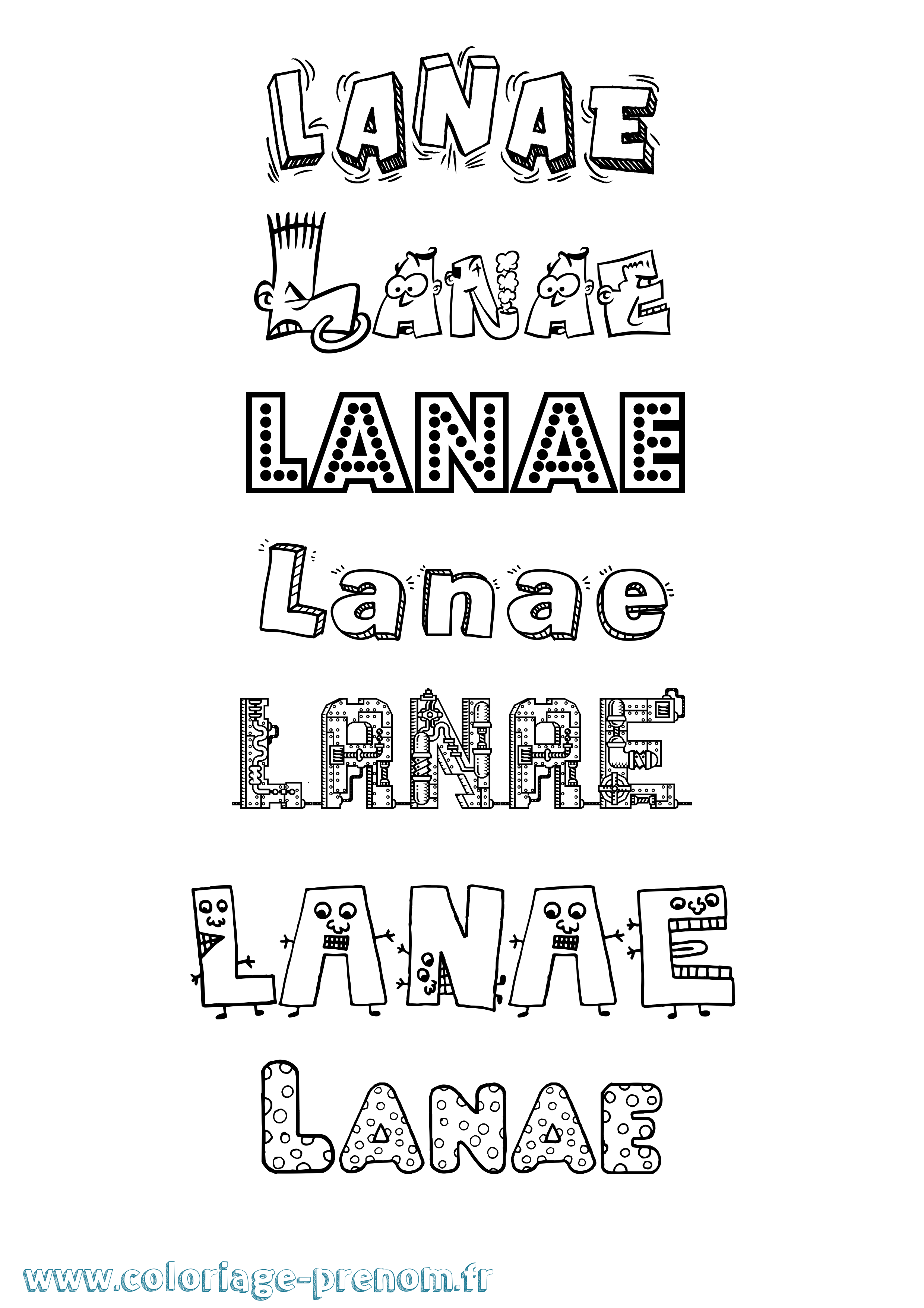 Coloriage prénom Lanae Fun