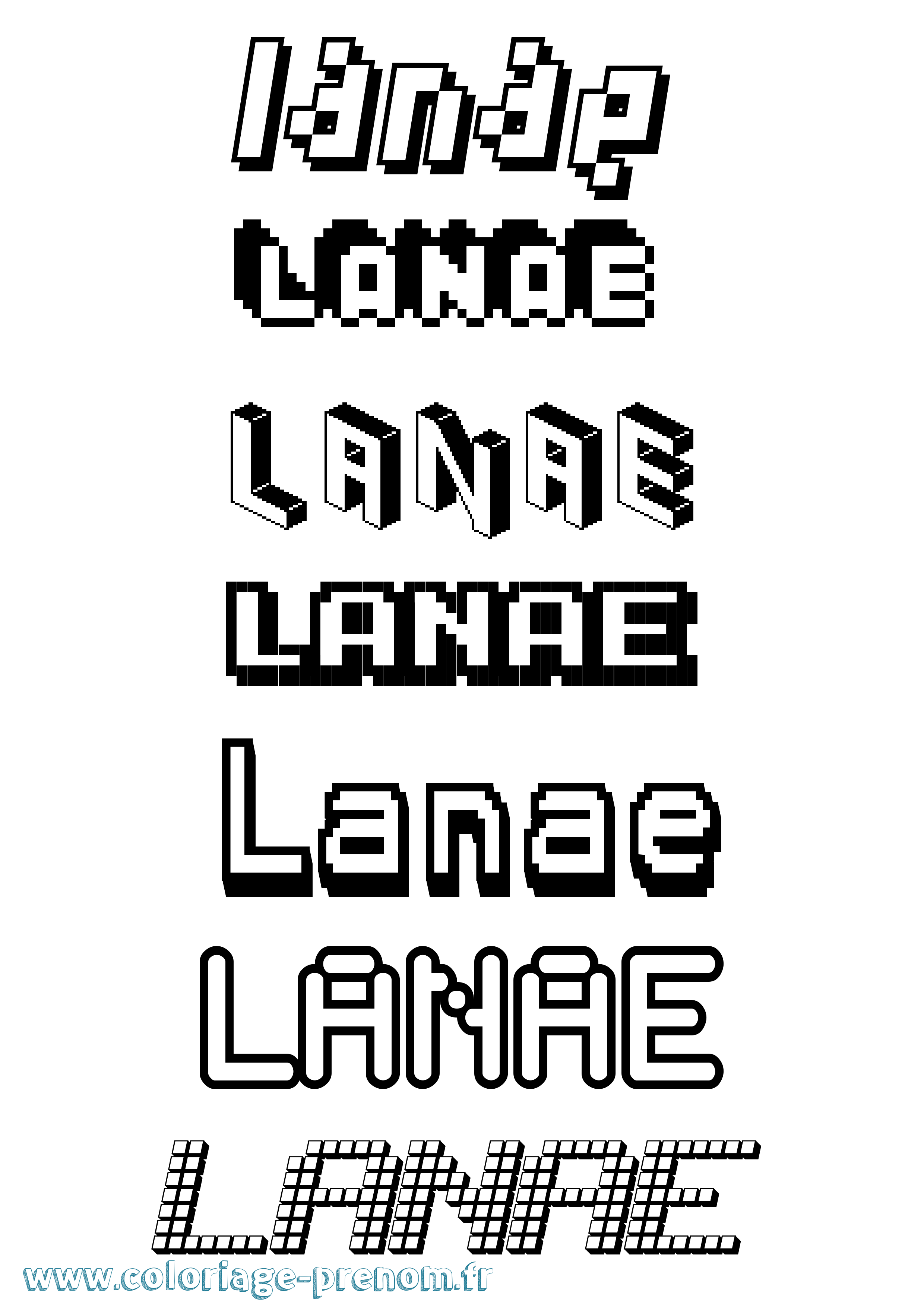 Coloriage prénom Lanae Pixel