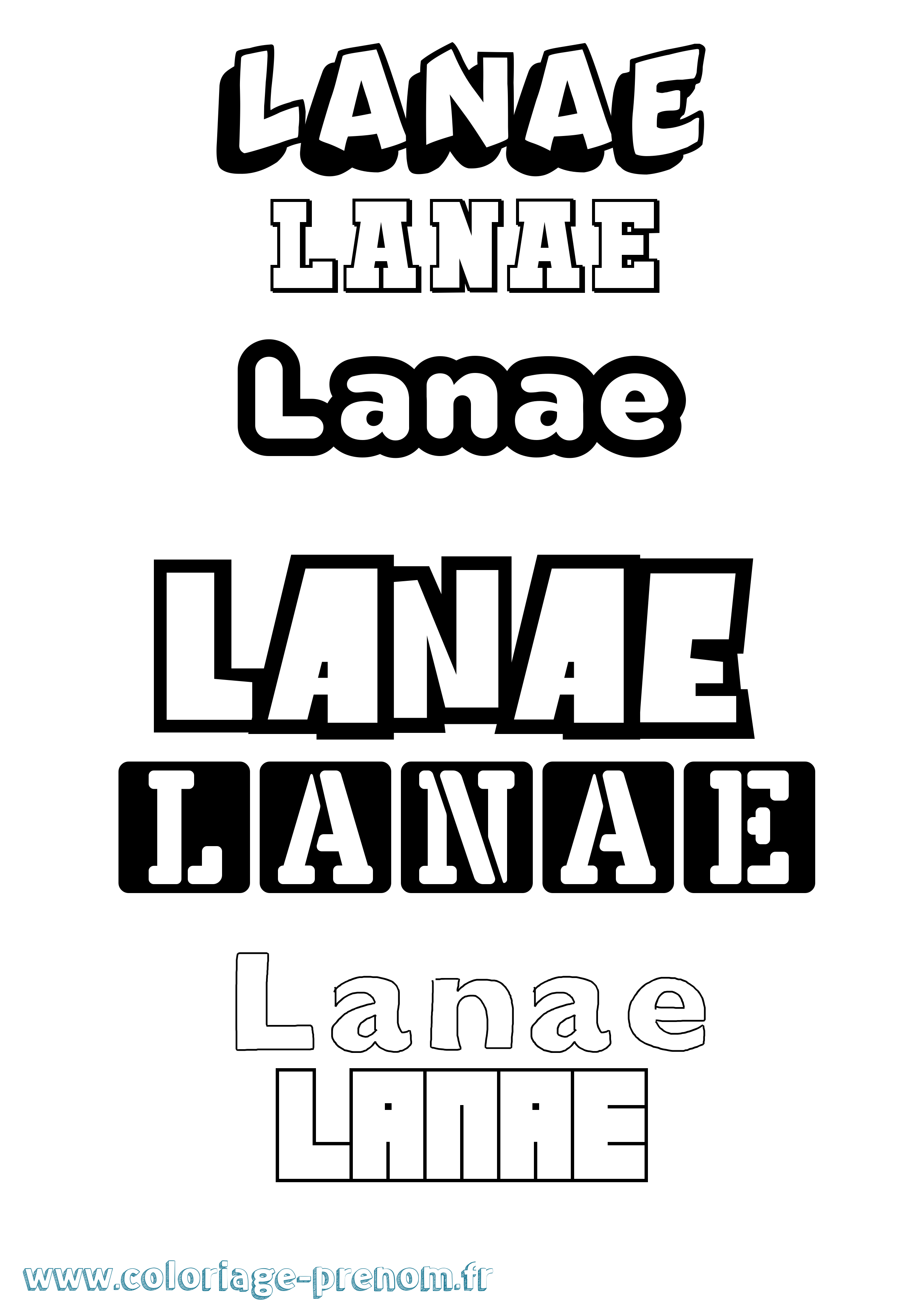 Coloriage prénom Lanae Simple