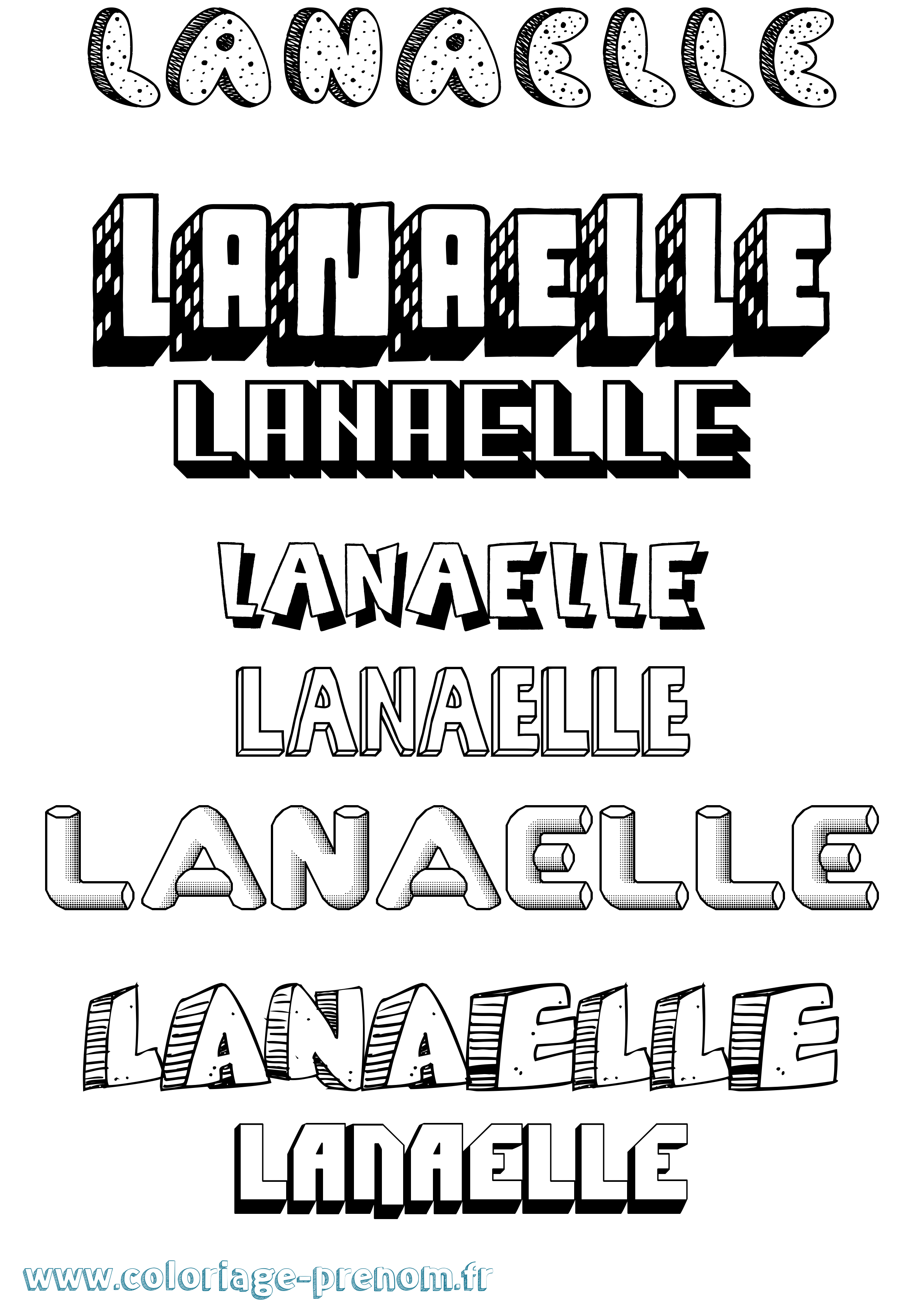 Coloriage prénom Lanaelle Effet 3D