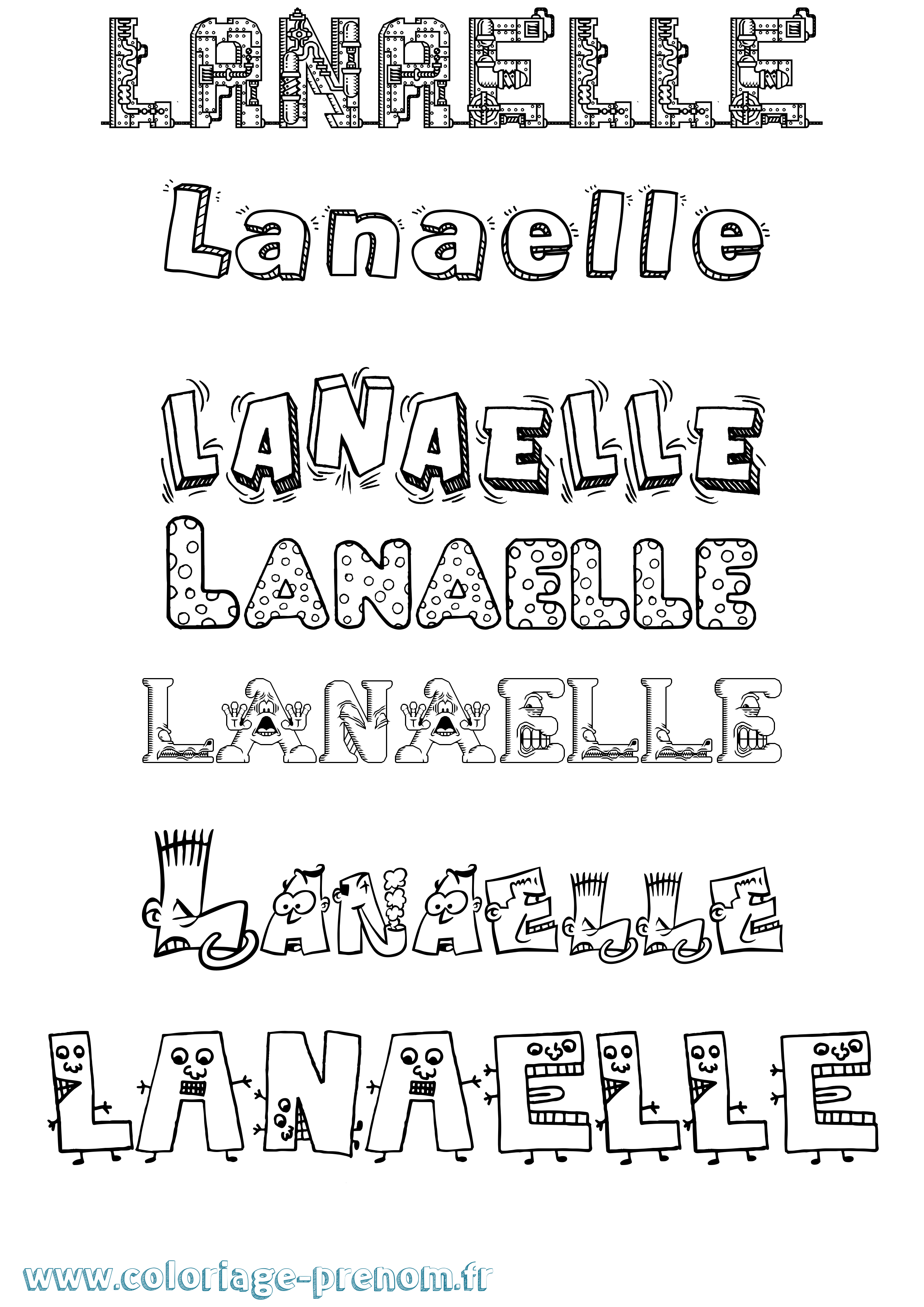 Coloriage prénom Lanaelle Fun