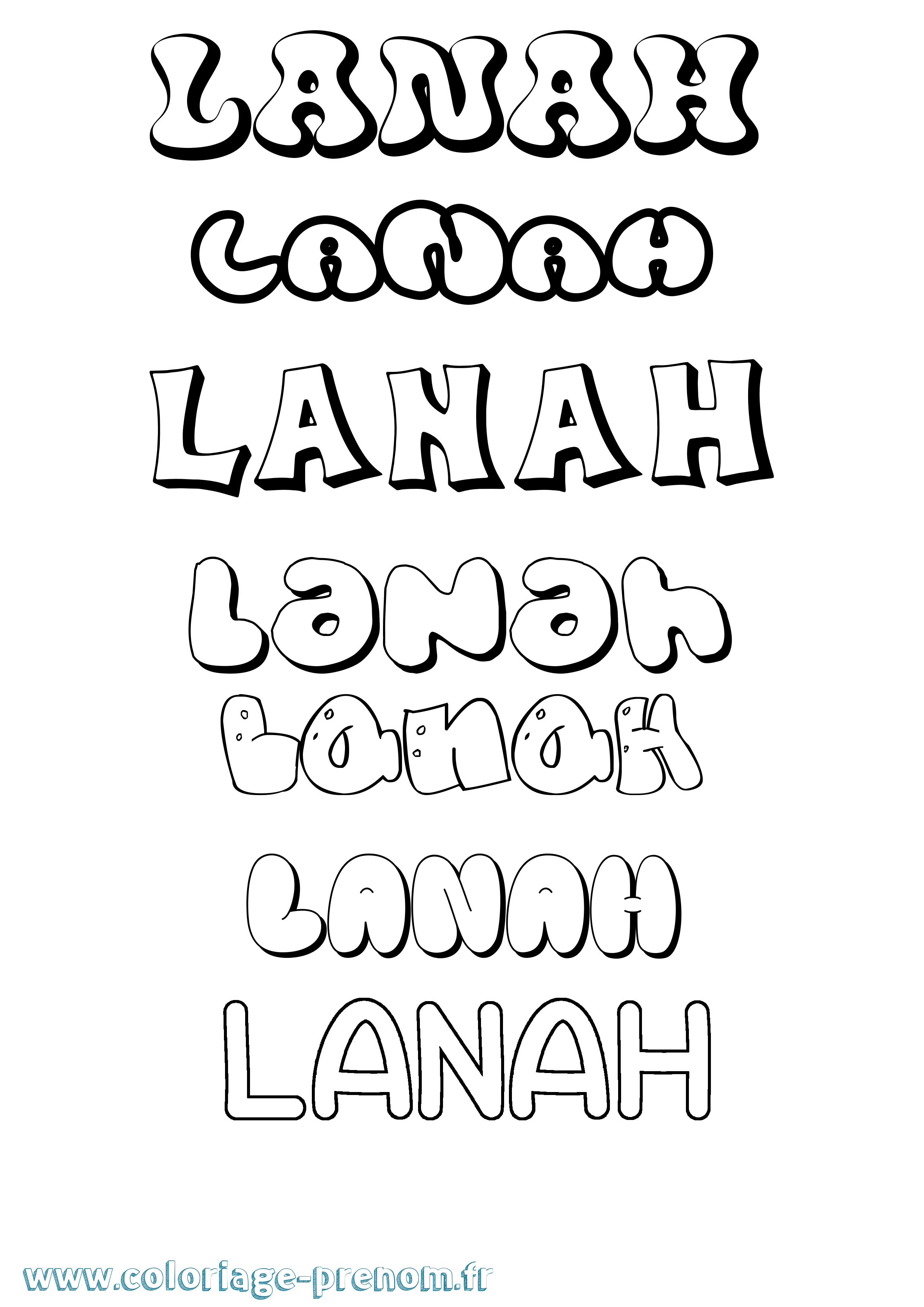 Coloriage Lanah Bubble Coloriage prénom Lanah Bubble