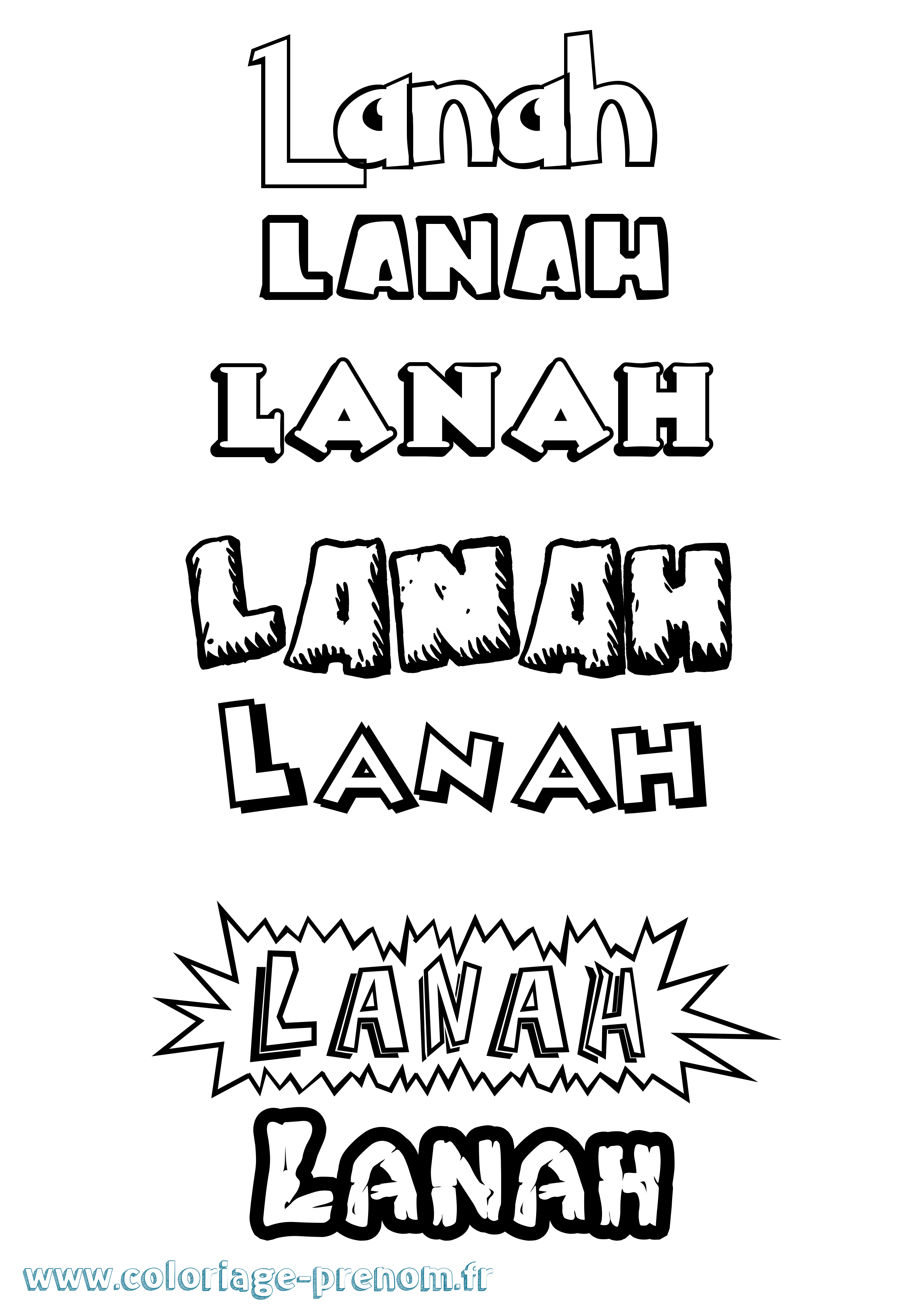 Coloriage Lanah Dessin Animé Coloriage prénom Lanah Dessin Animé