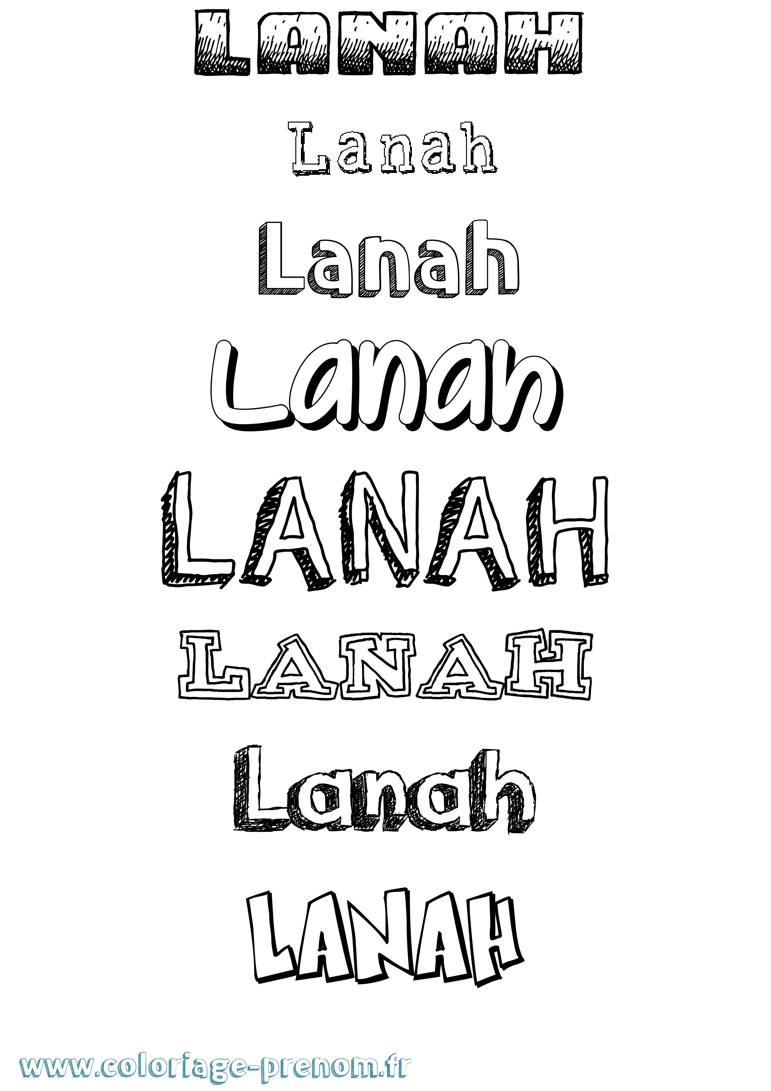 Coloriage Lanah Dessiné Coloriage prénom Lanah Dessiné