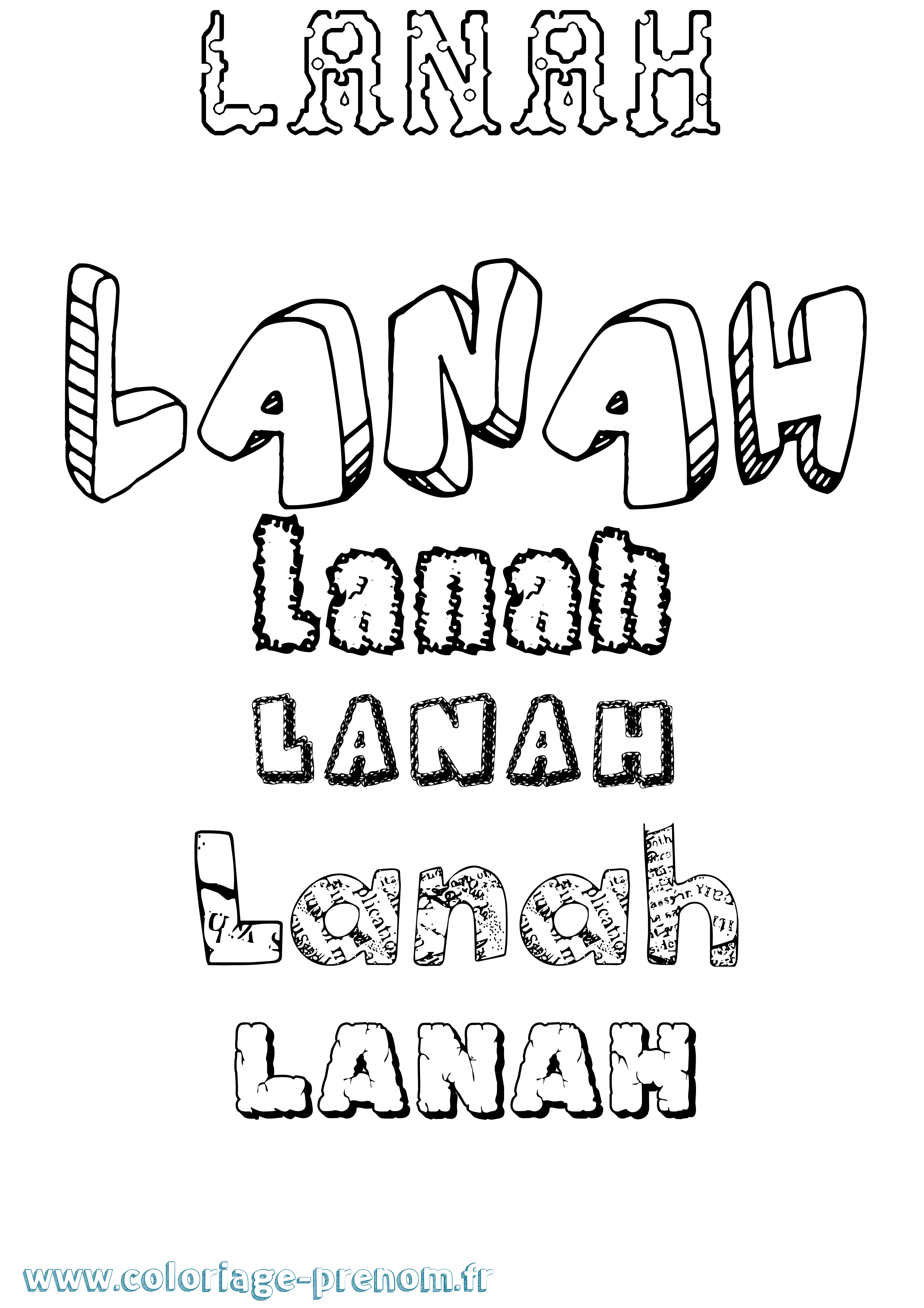 Coloriage Lanah Destructuré Coloriage prénom Lanah Destructuré