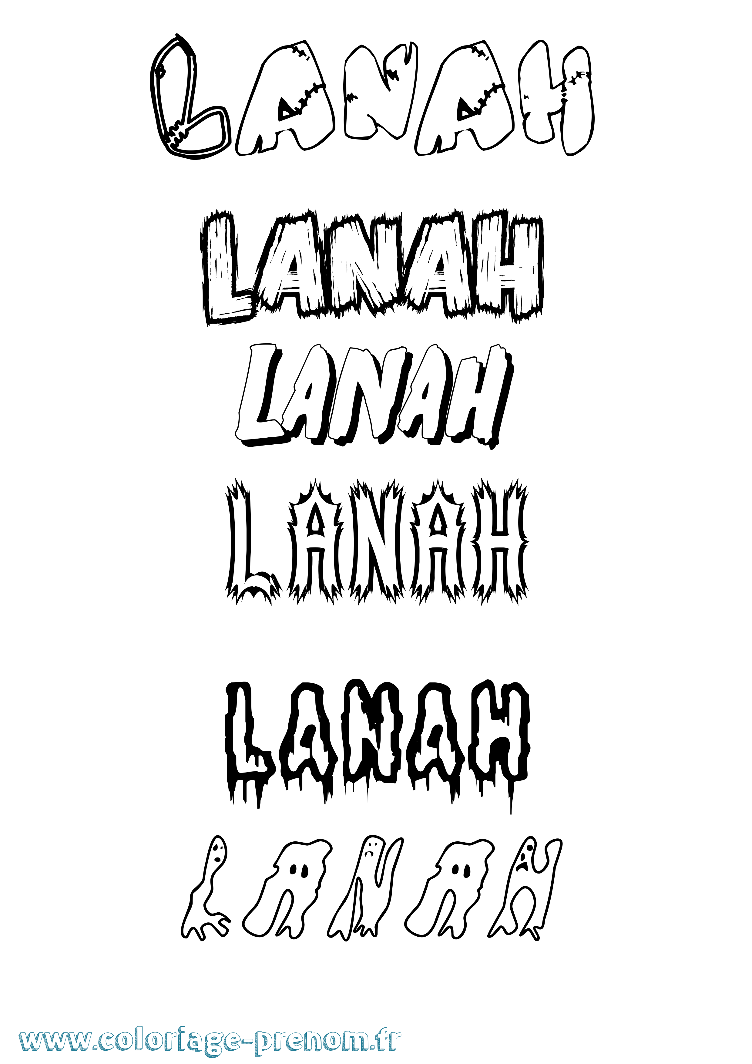Coloriage Lanah Frisson Coloriage prénom Lanah Frisson