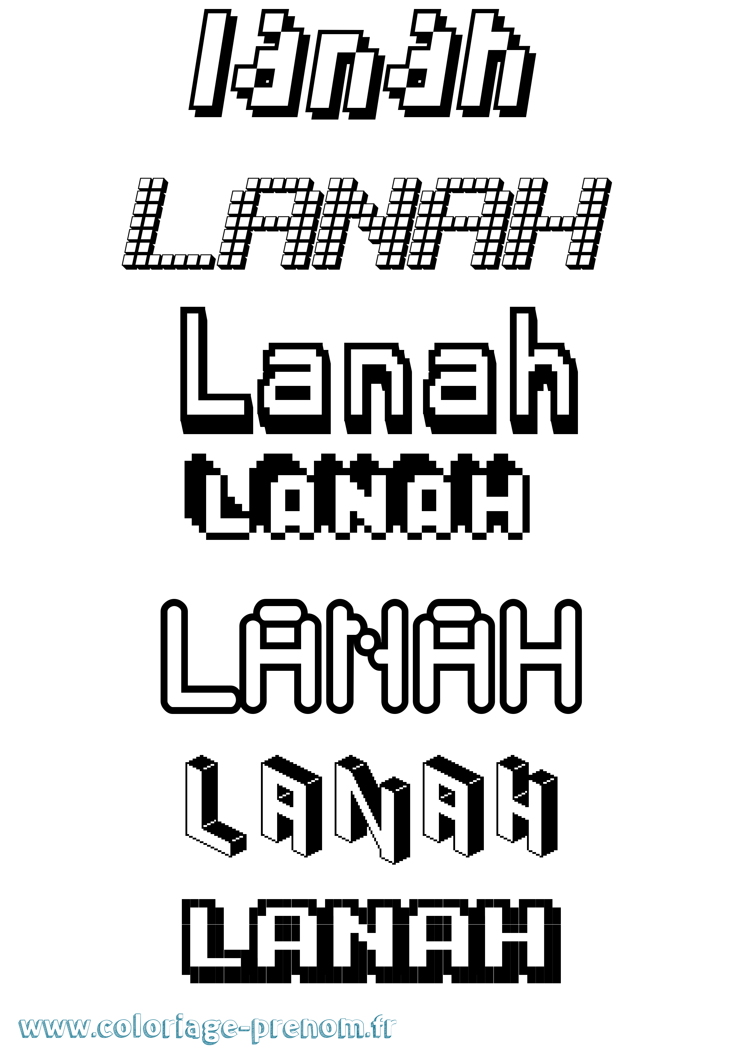 Coloriage Lanah Pixel Coloriage prénom Lanah Pixel
