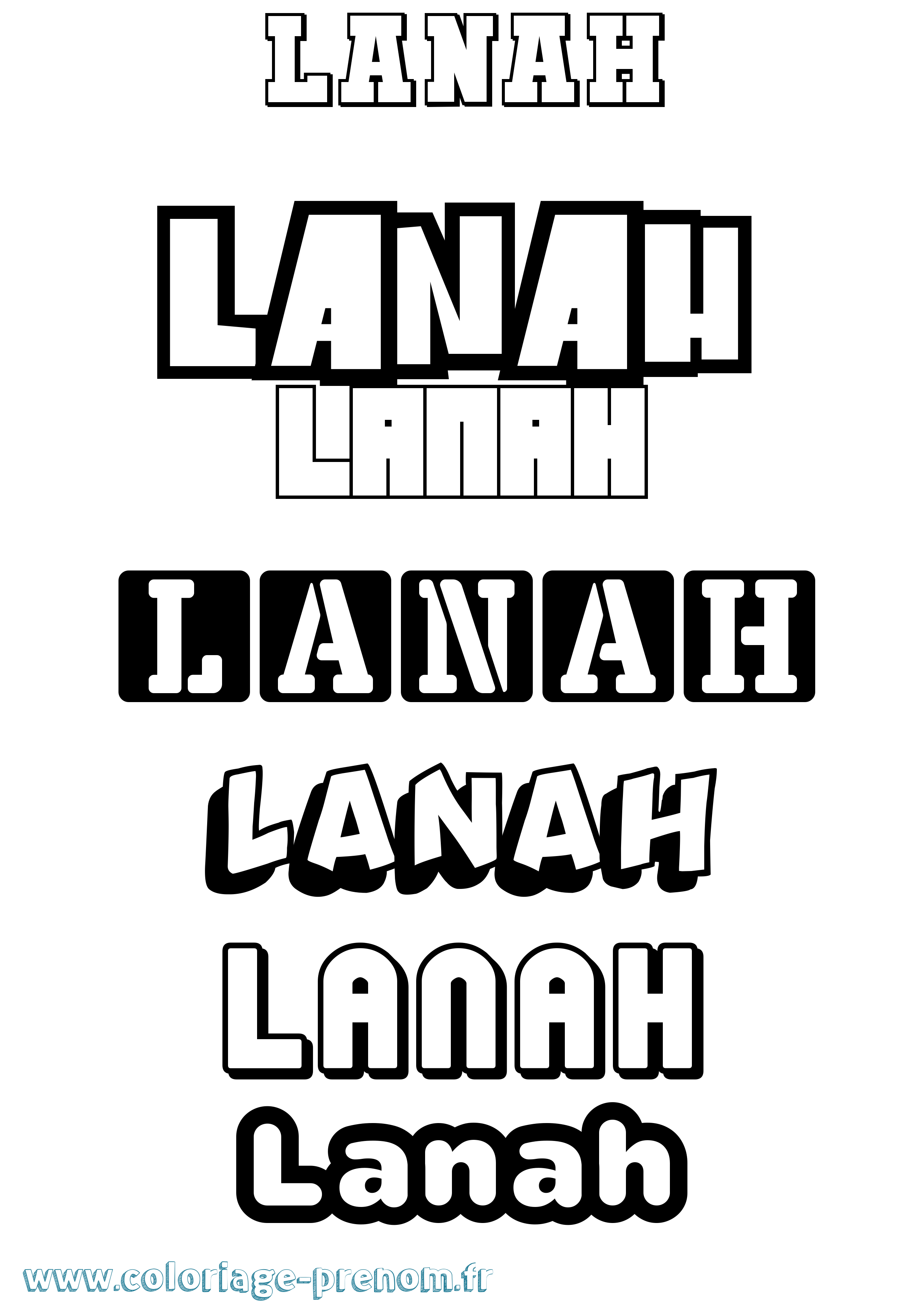 Coloriage Lanah Simple Coloriage prénom Lanah Simple