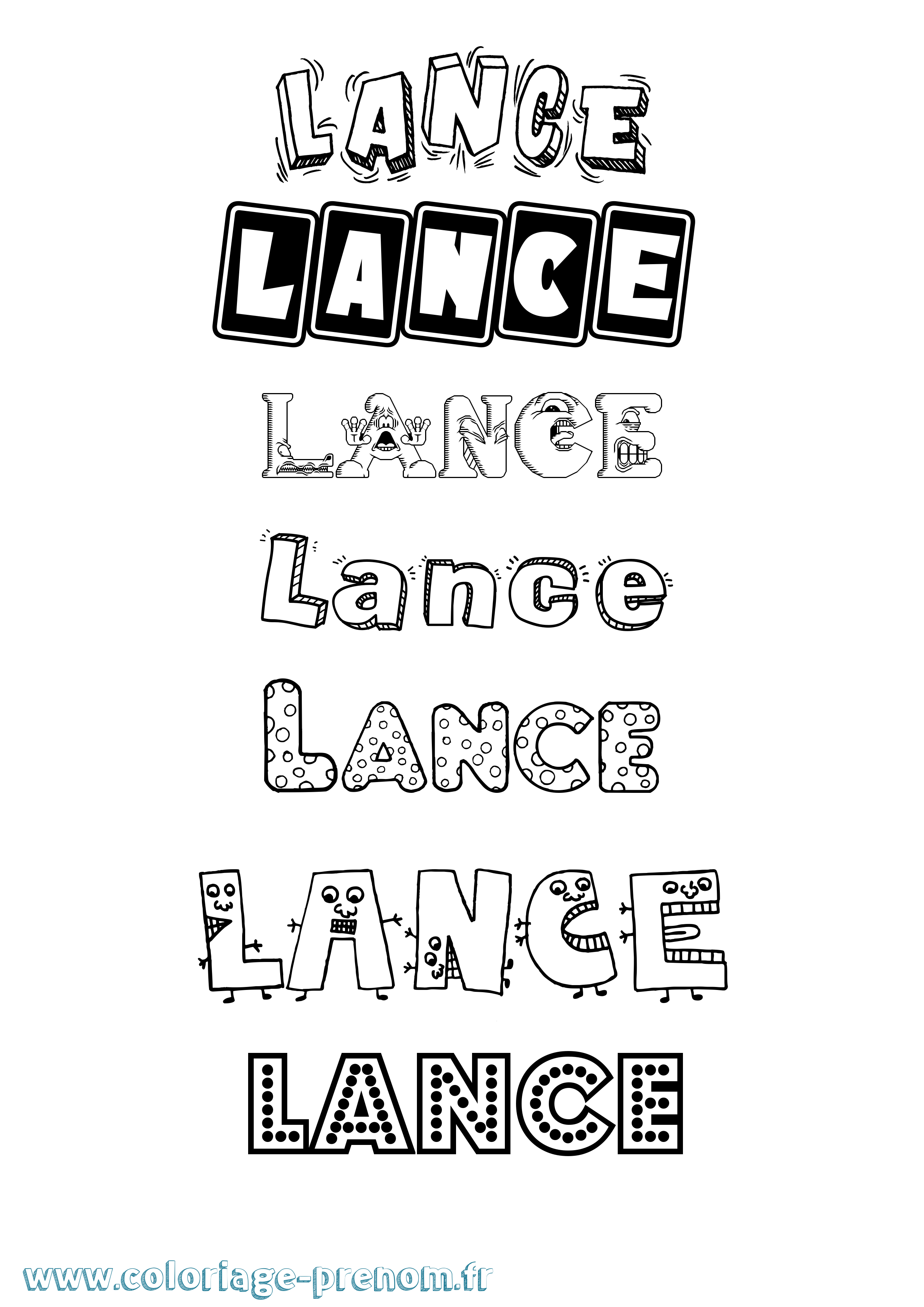 Coloriage prénom Lance Fun