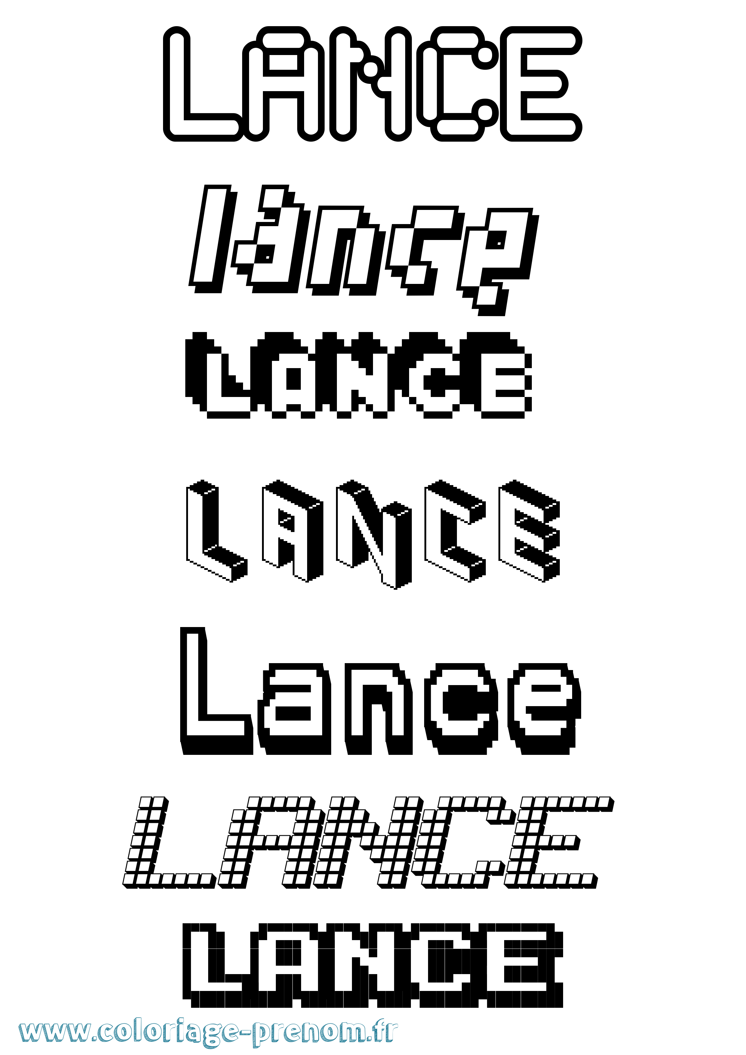 Coloriage prénom Lance Pixel