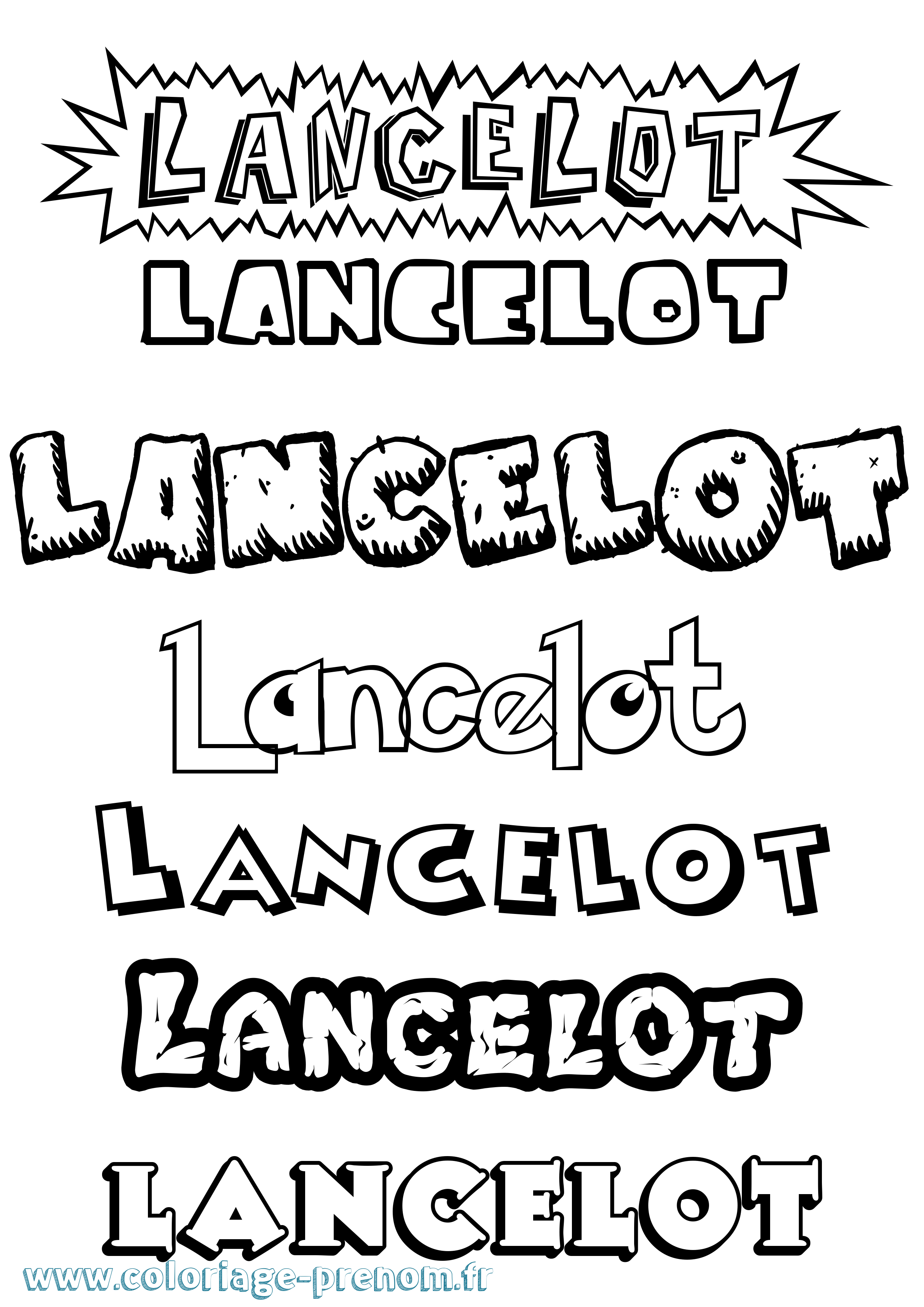 Coloriage prénom Lancelot