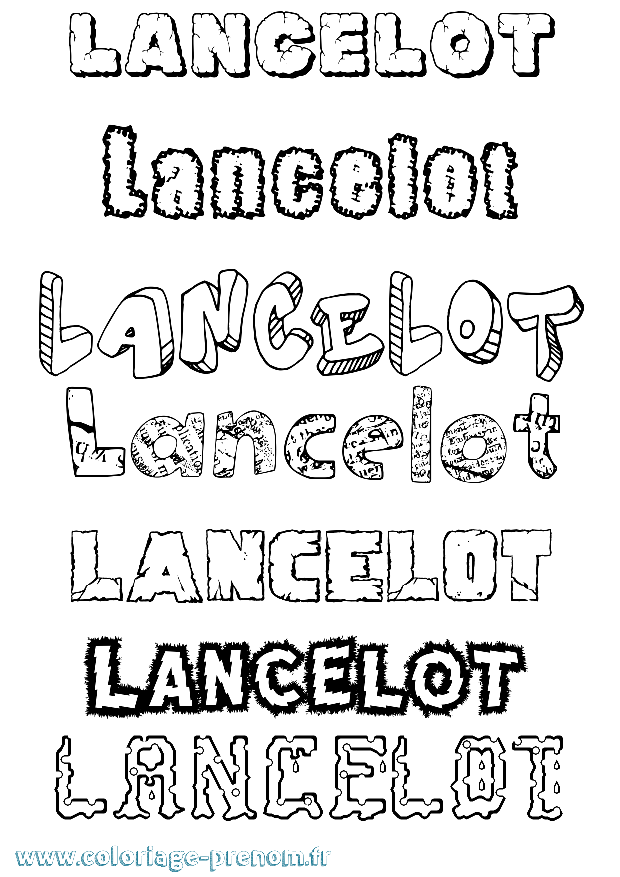 Coloriage prénom Lancelot Destructuré