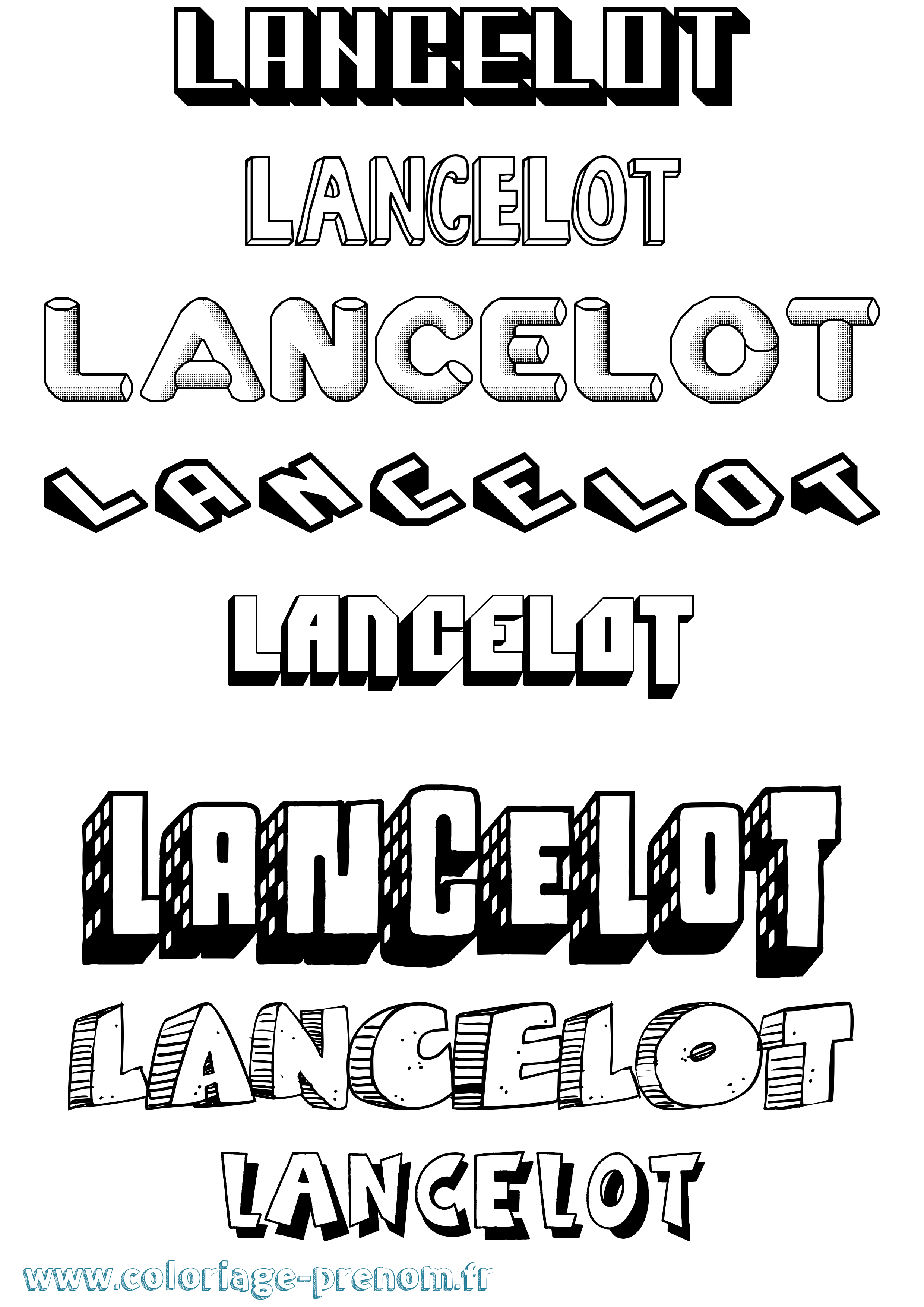 Coloriage prénom Lancelot Effet 3D
