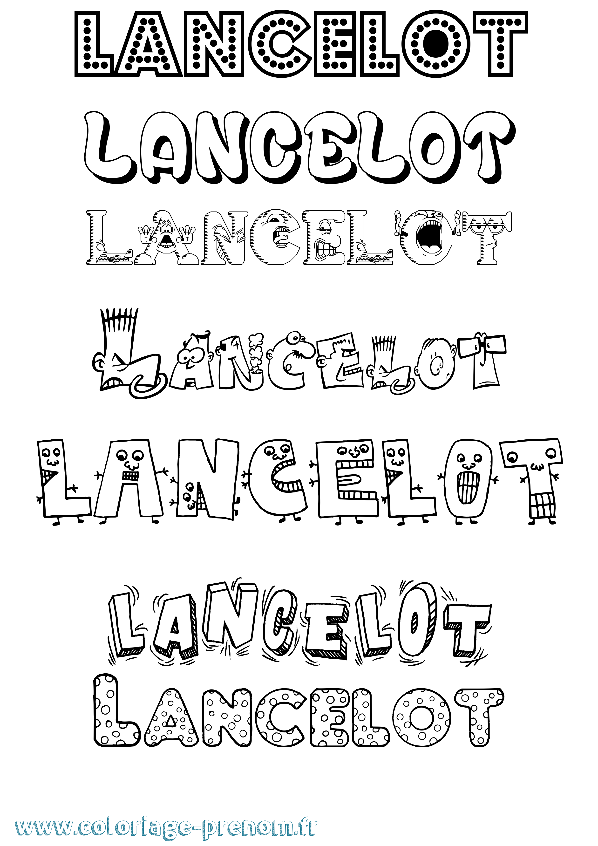 Coloriage prénom Lancelot Fun