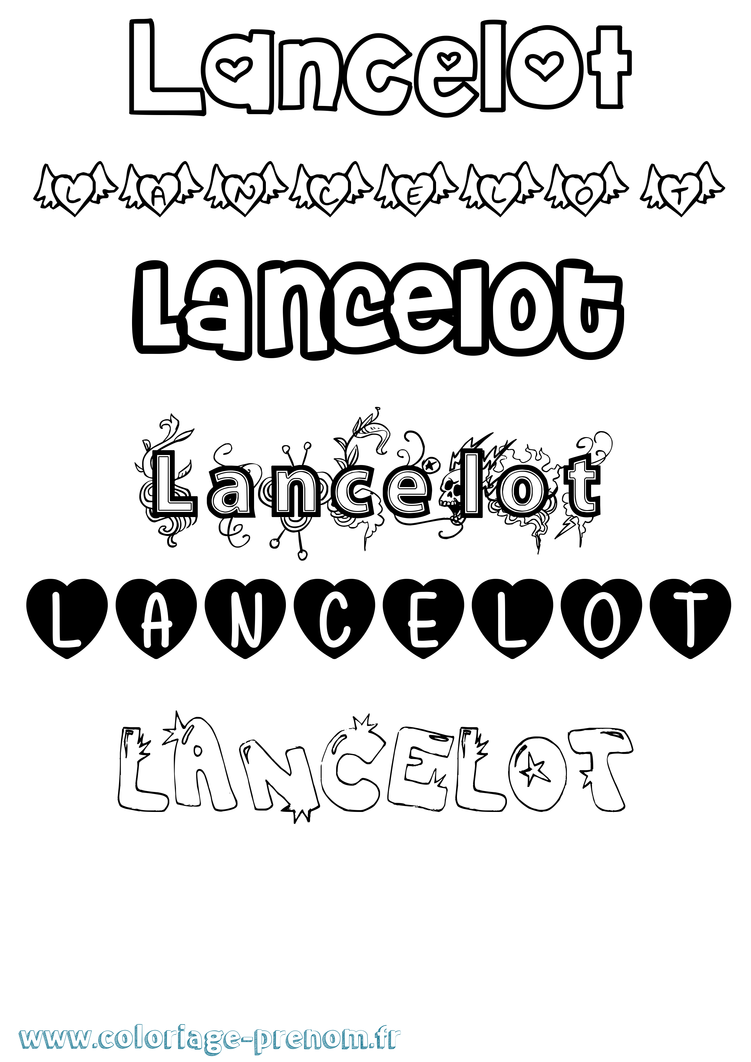 Coloriage prénom Lancelot Girly