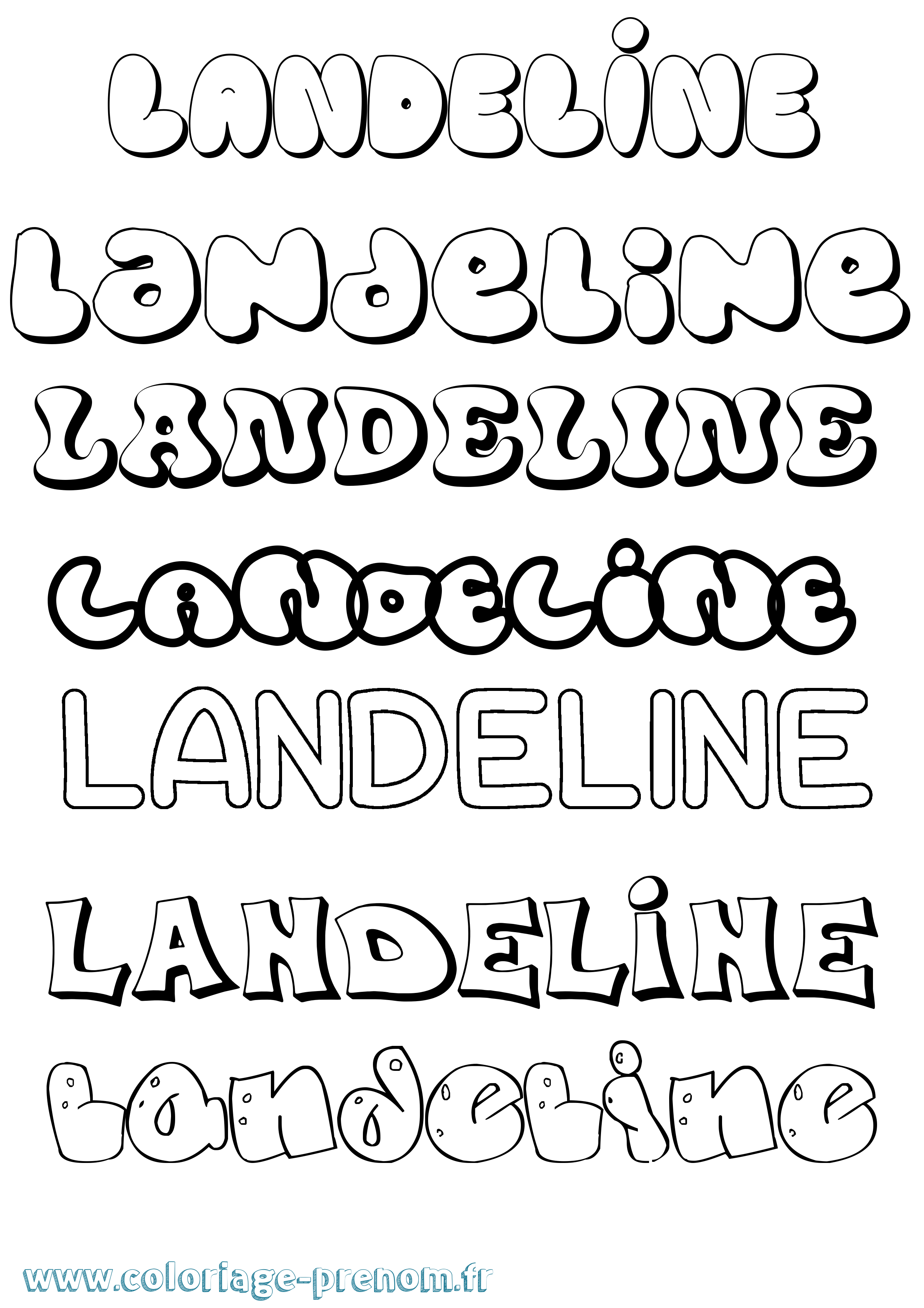Coloriage Landeline Bubble Coloriage prénom Landeline Bubble