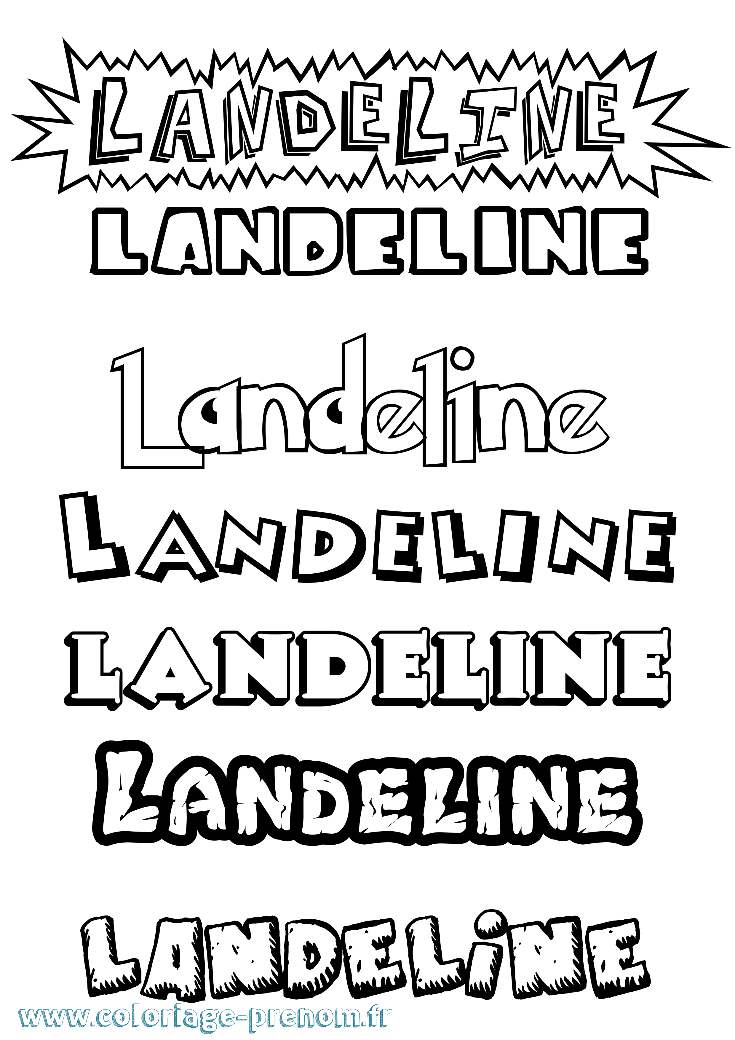 Coloriage Landeline Dessin Animé Coloriage prénom Landeline Dessin Animé