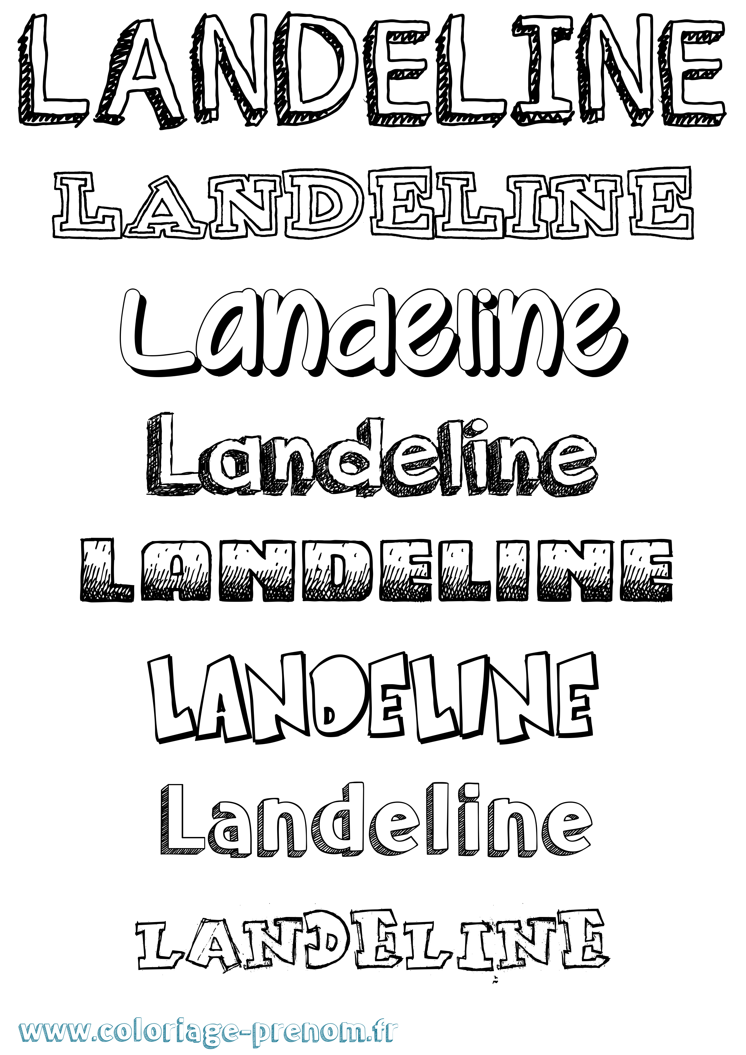 Coloriage prénom Landeline Dessiné