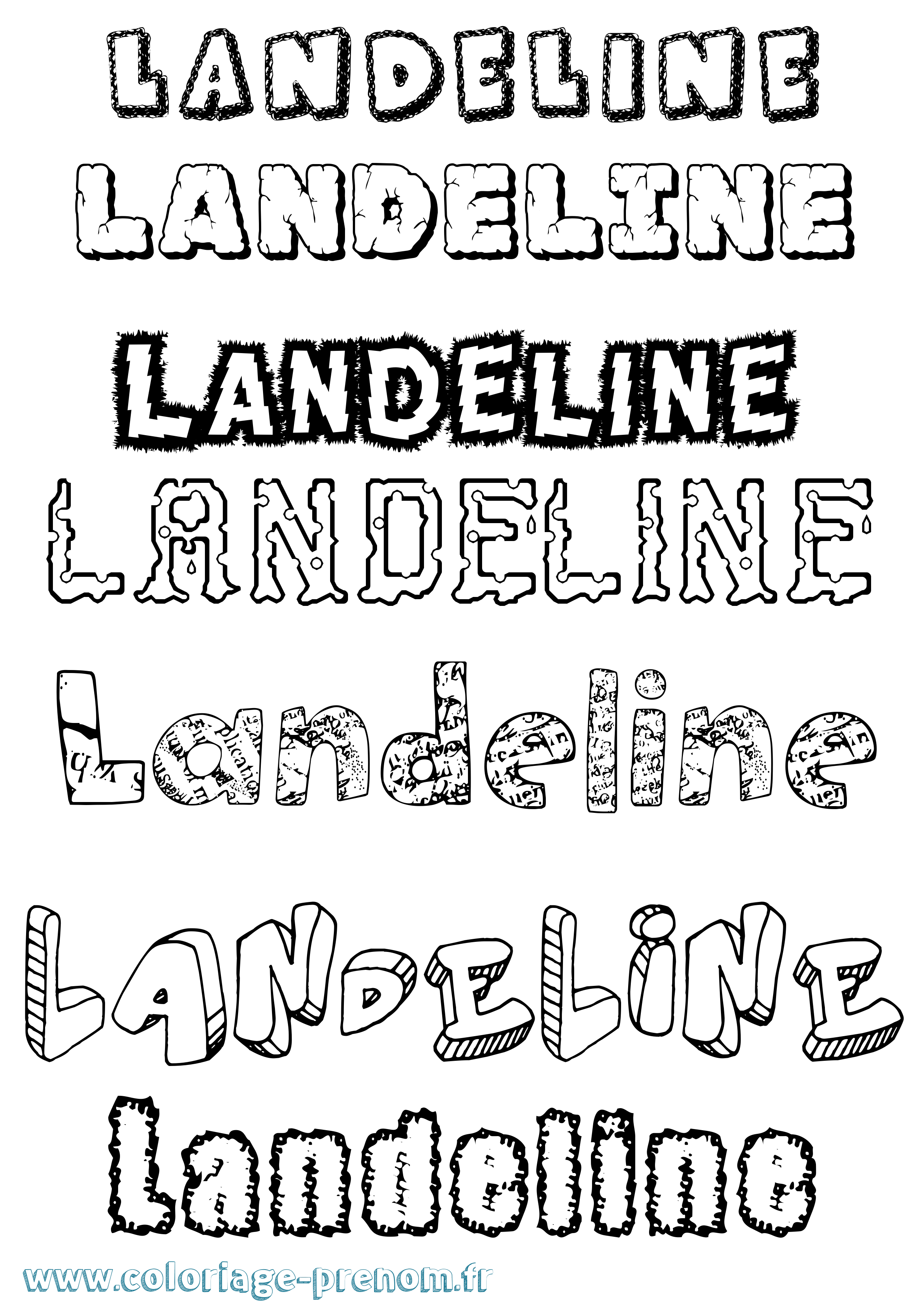 Coloriage prénom Landeline Destructuré