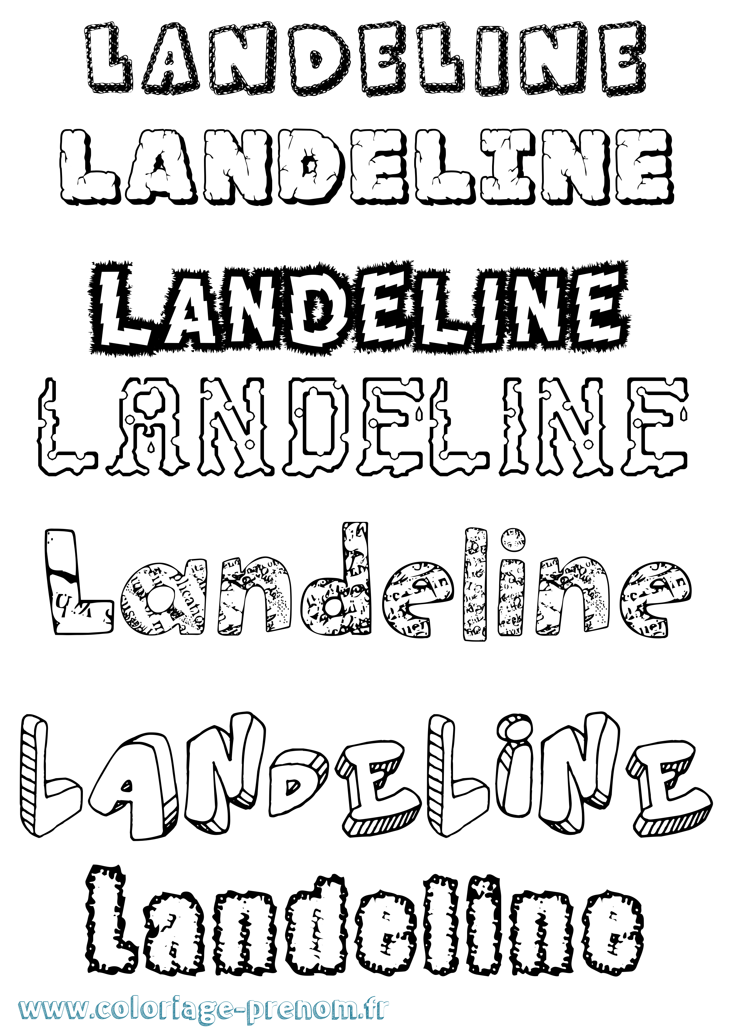 Coloriage Landeline Destructuré Coloriage prénom Landeline Destructuré