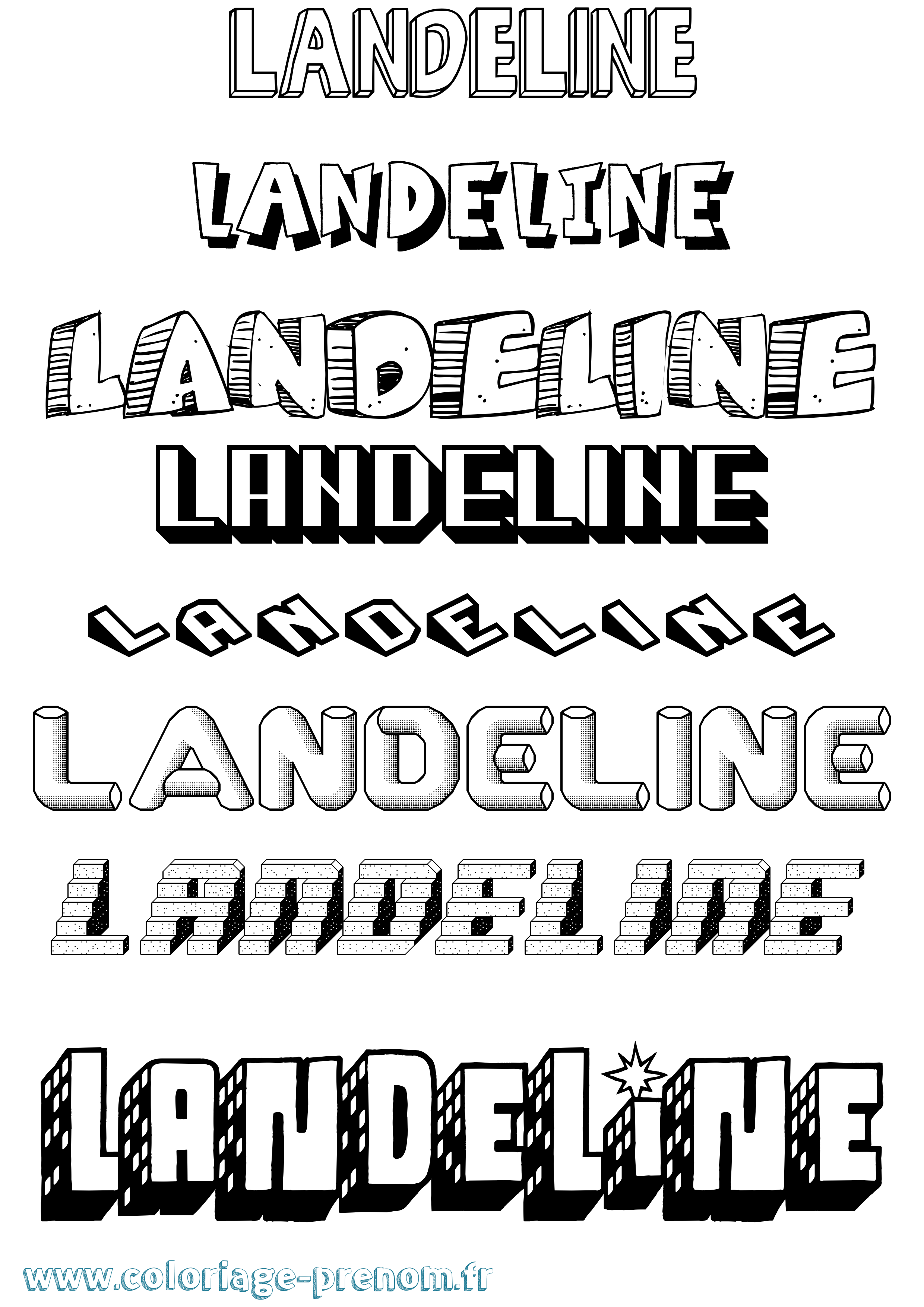 Coloriage prénom Landeline Effet 3D