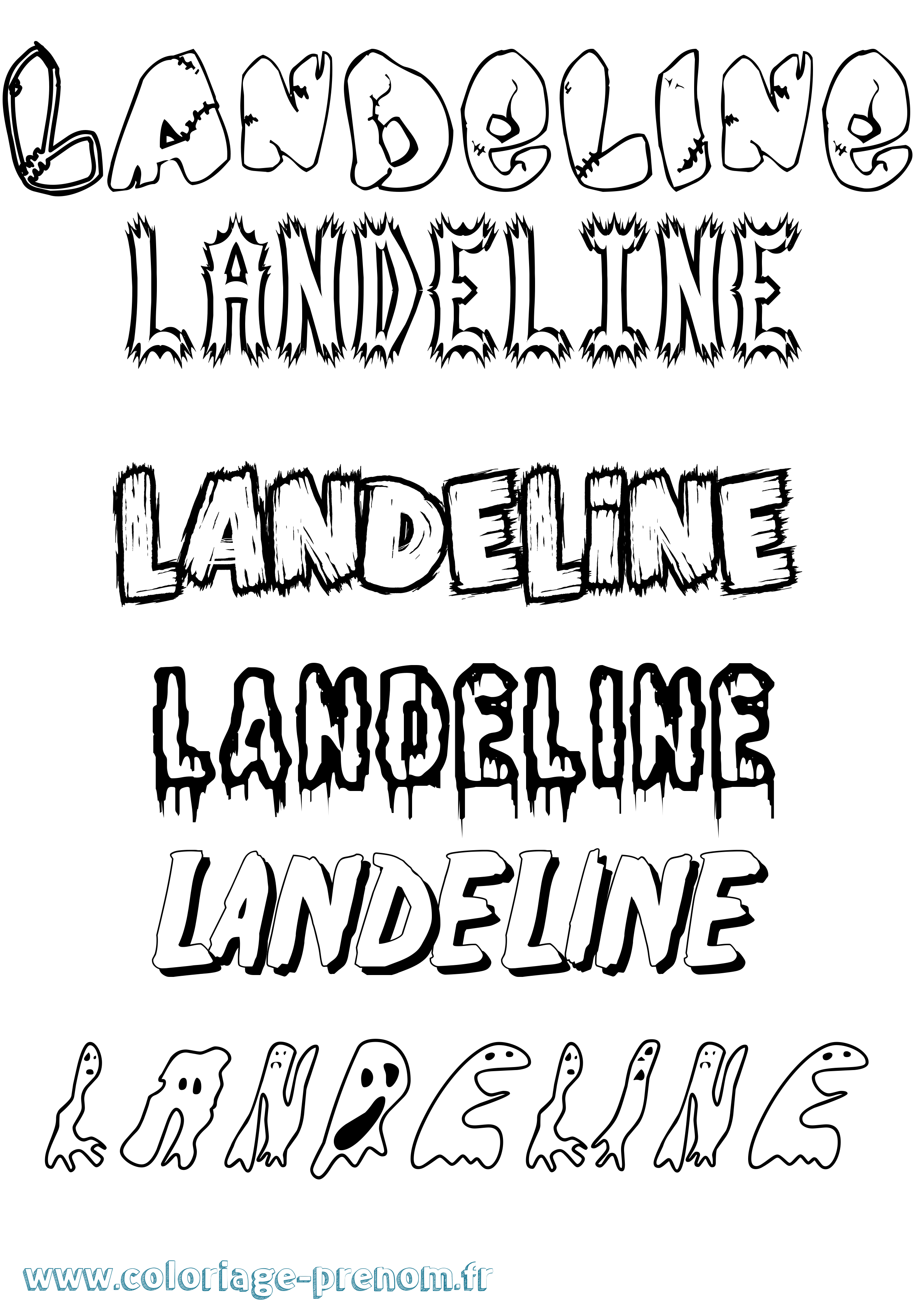 Coloriage prénom Landeline Frisson